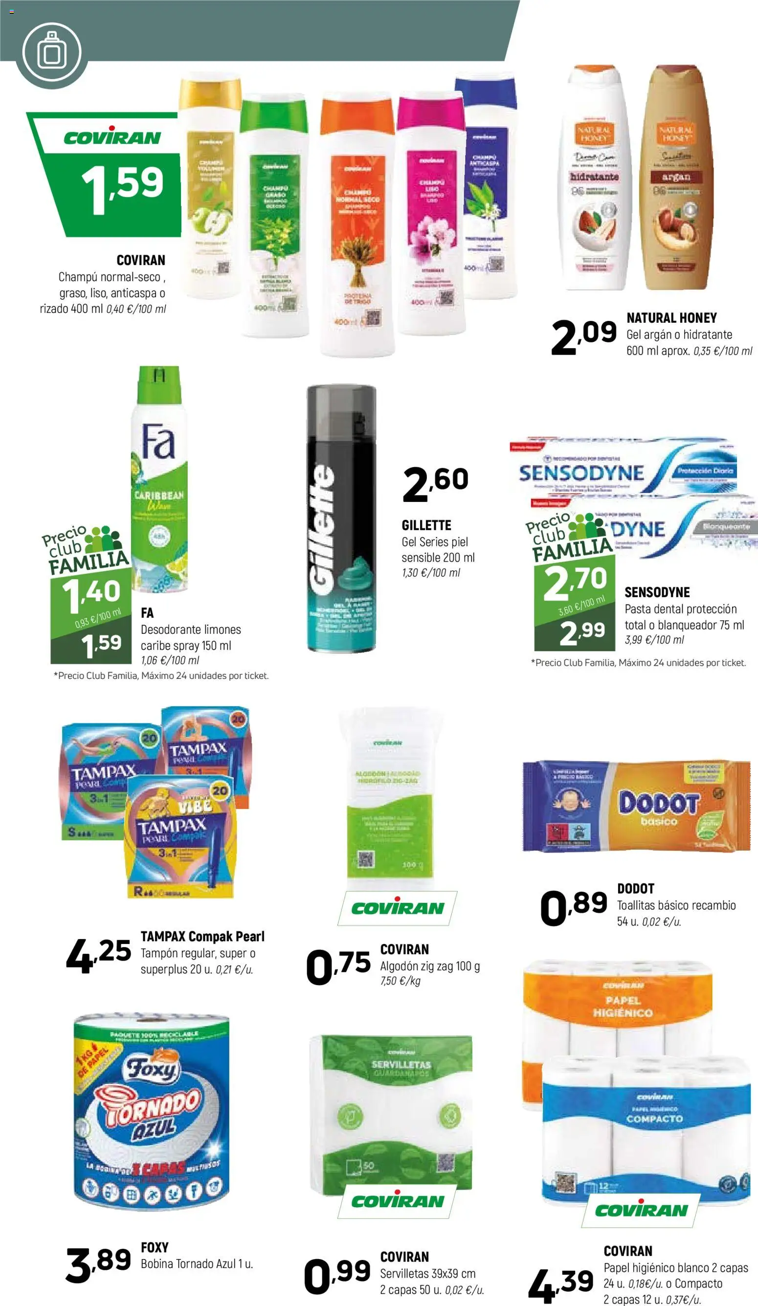 Coviran - Zaragoza │ válido desde el 24.02.2026 | Página: 14 | Productos: Champú, Desodorante, Papel higienico, Pasta