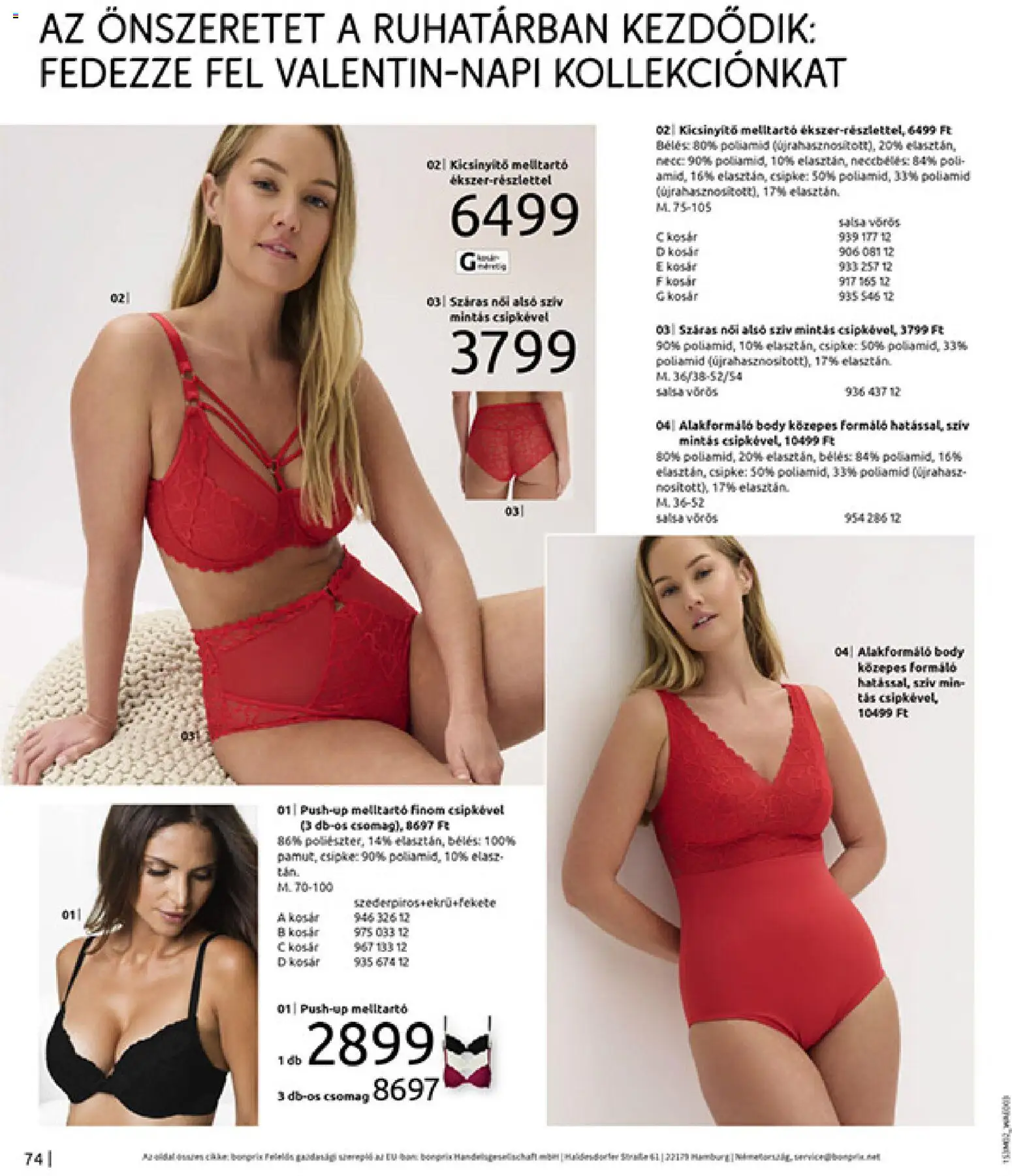 Bonprix akciós ujság - amely érvényes a következő dátumtól: 19.02.2026 | Oldal: 76 | Termékek: Női alsó, Body, Kosár, Melltartó