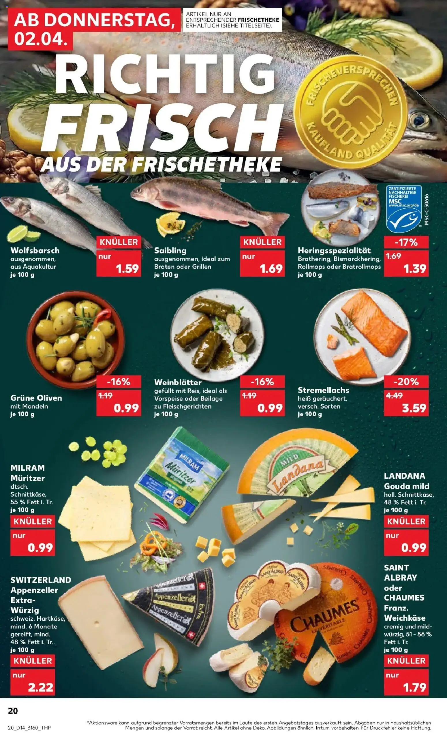 Kaufland Prospekt Schwerin	 – gültig ab 02.04.2026 | Seite: 20 | Produkte: Gouda, Mandeln, Milram
