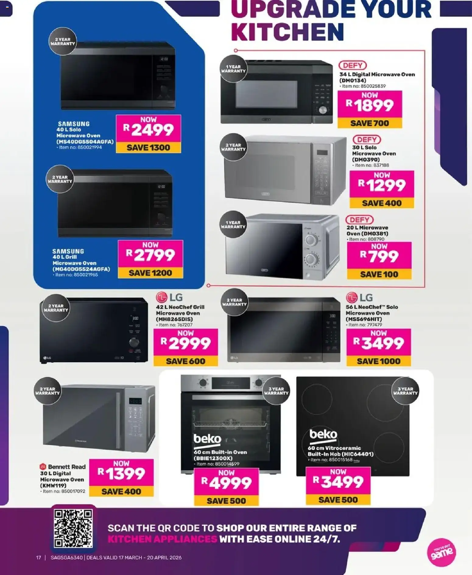 Game Catalogue valid from 17.03.2026 | Page: 17 | Products: Grill, Microwave, Oven