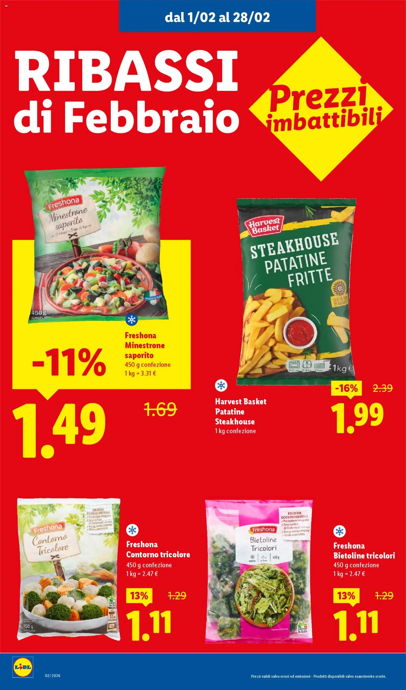 Volantino Lidl del 01.02.2026 | Pagina: 2 | Prodotti: Minestrone, Patatine, Olio, Ortaggi