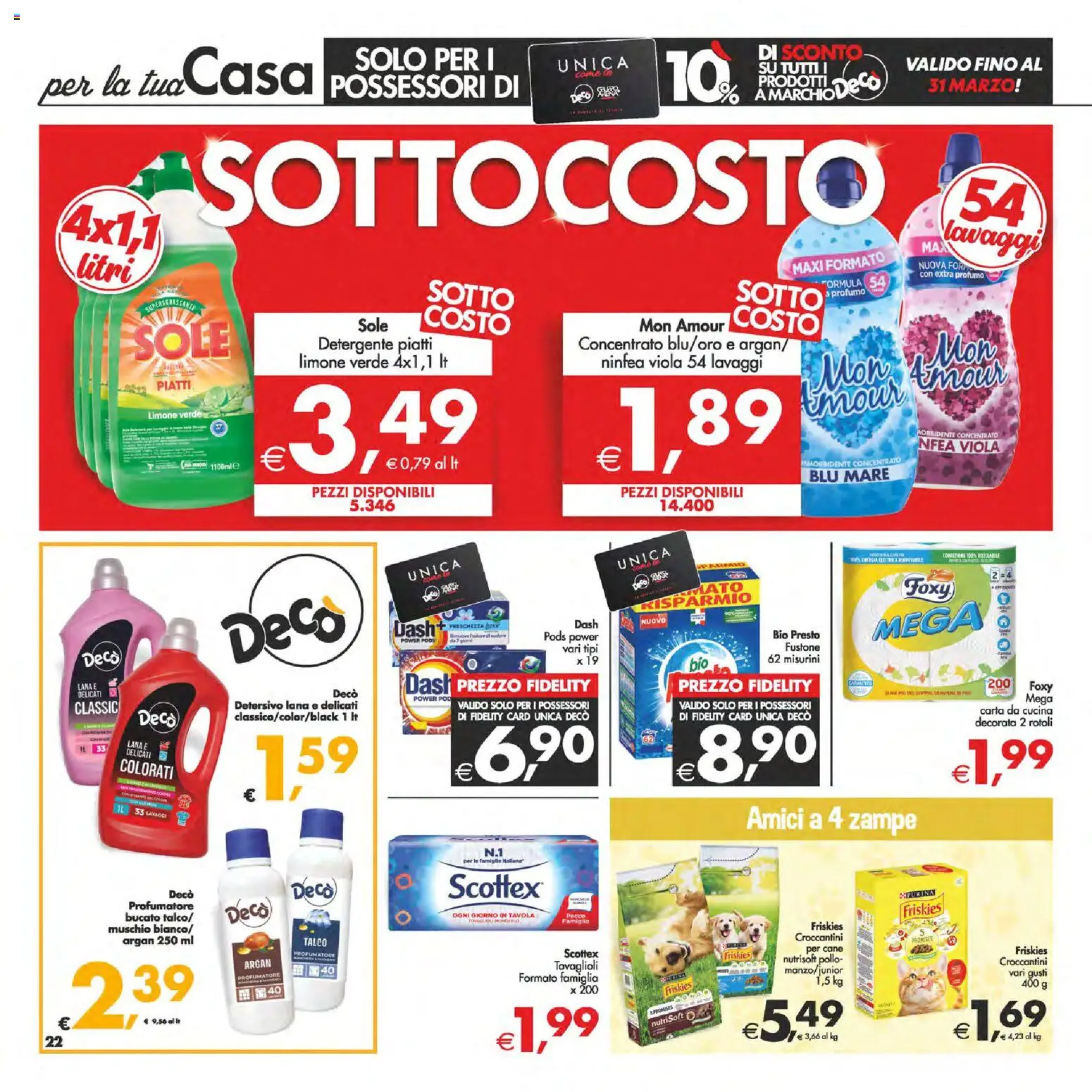 Volantino Decò del 10.03.2026 | Pagina: 22 | Prodotti: Pollo, Detergente, Talco, Profumo