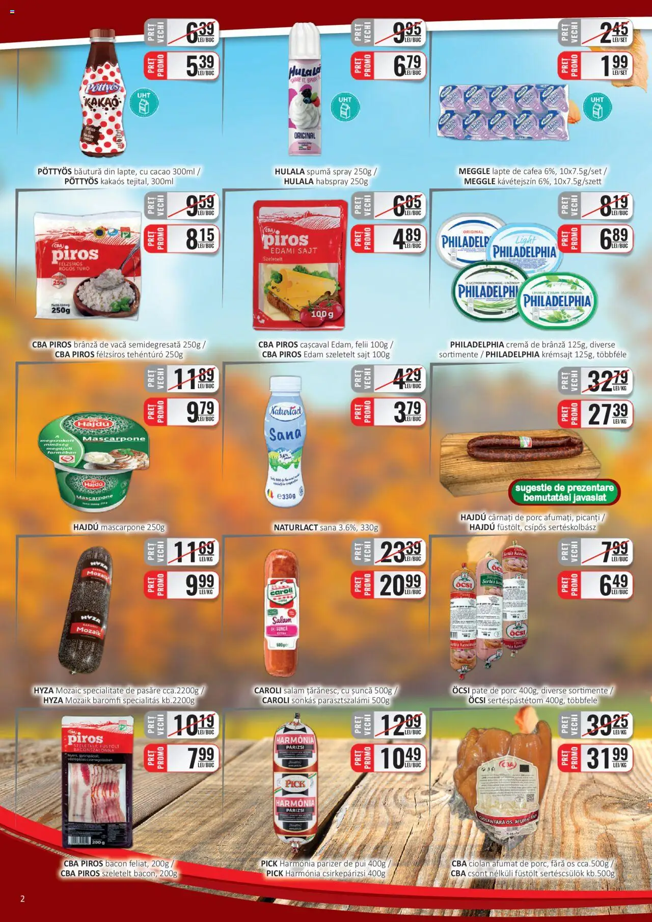 Noul catalog CBA – valabil de la 16.09.2025 | Pagină: 2 | Produse: Cașcaval, Bacon, Parizer, Cacao