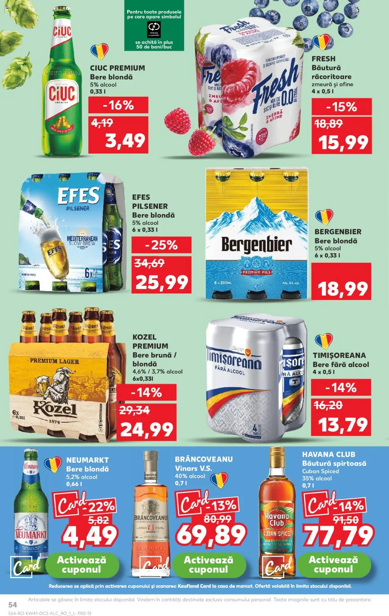 Noul catalog Kaufland – valabil de la 08.10.2025 | Pagină: 54 | Produse: Afine, Suc, Bere, Plastik Kulübe