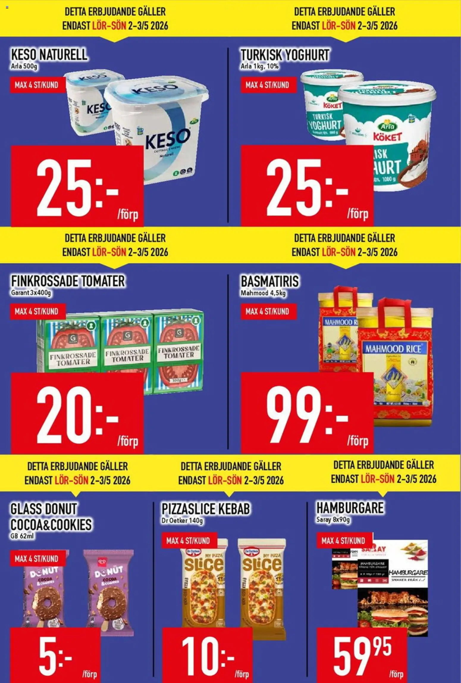 Matdax reklamblad aktuell från 27.04.2026 | Sida: 6 | Produkter: Hamburgare, Pizza, Keso, Glass