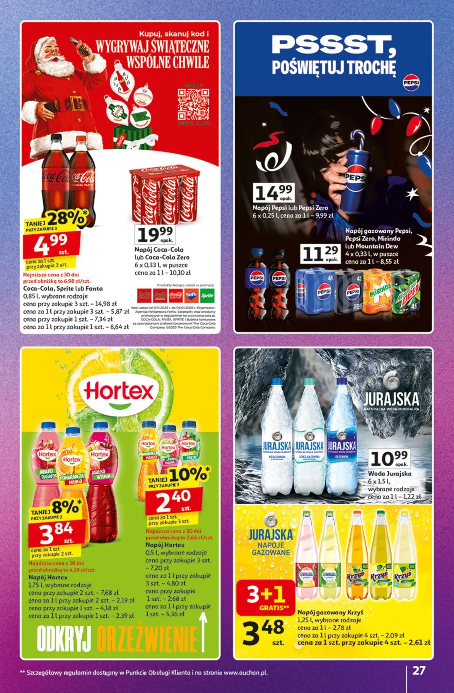 Auchan Gazetka - Znane Marki duży wybór Hipermarket od 04.12.2025 | Strona: 27 | Produkty: Malina, Pepsi, Sprite, Mięta