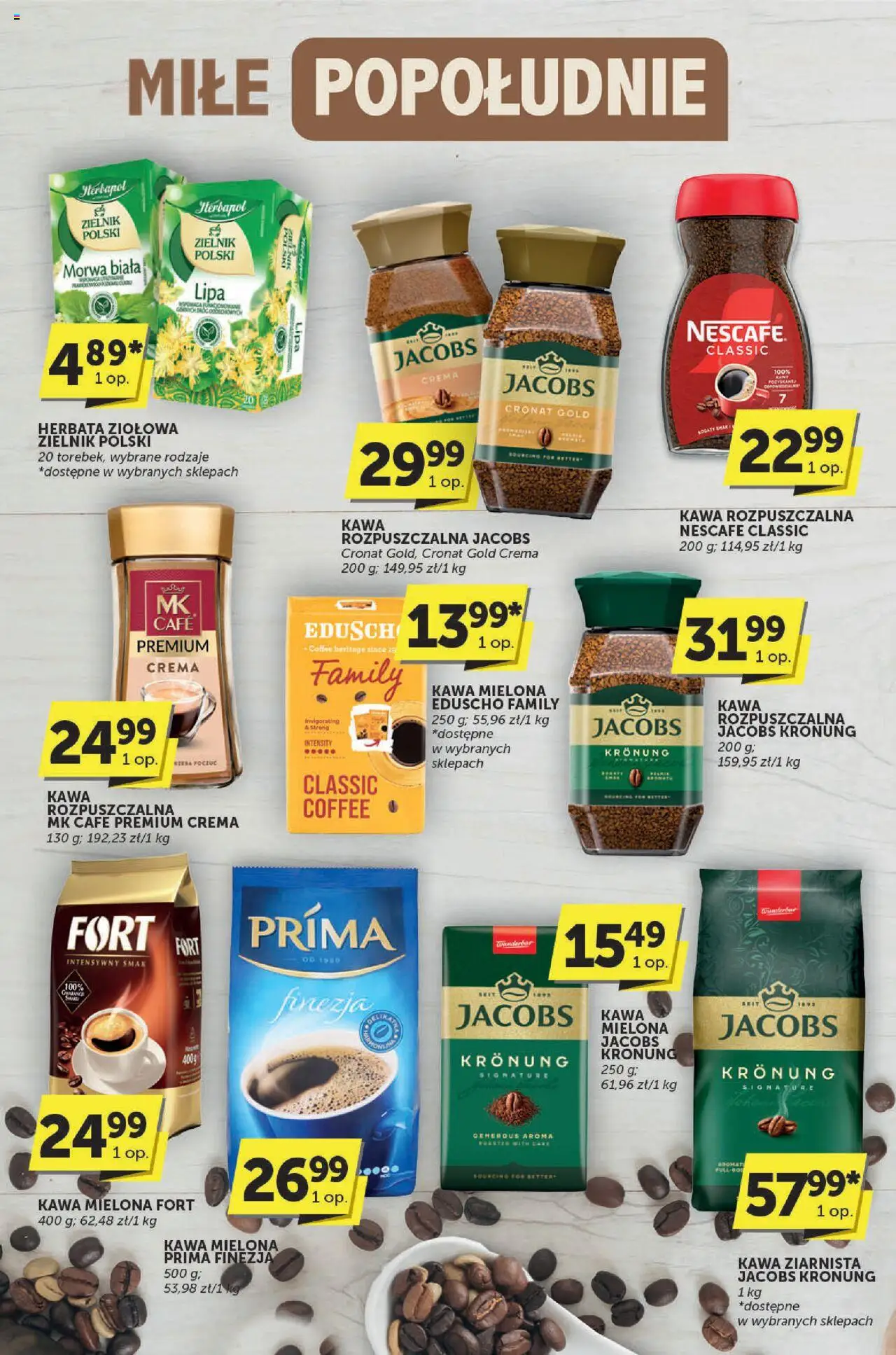 Groszek Gazetka - Katalog od 12.06.2025 | Strona: 21 | Produkty: Kawa mielona Prima, Kawa ziarnista, Kawa rozpuszczalna Jacobs Kronung, Kawa