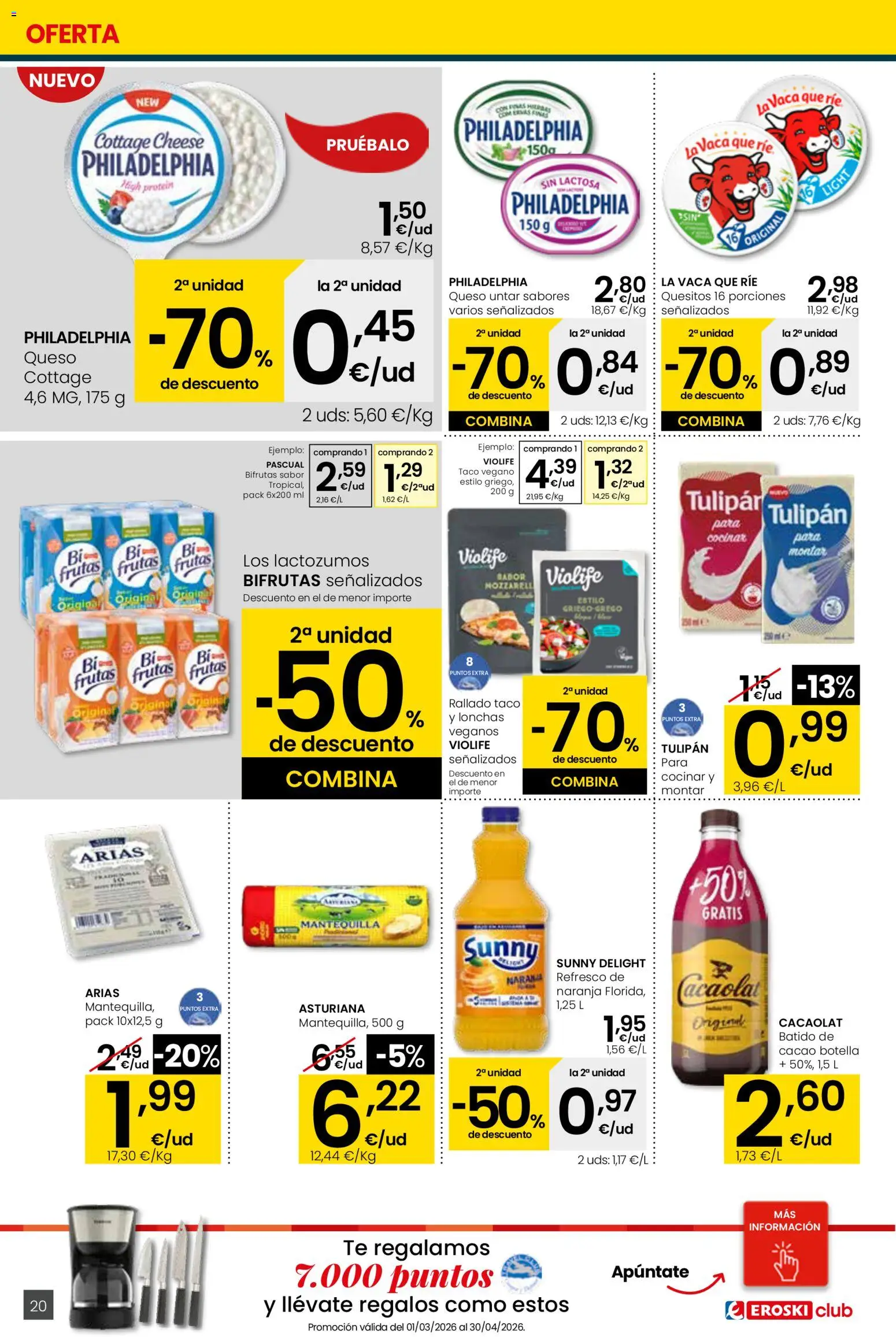 Eroski - Quieres ahorrar conmigo │ válido desde el 26.03.2026 | Página: 20 | Productos: Queso, Té, Συσκευή ροής, Φρυγανιές σικάλεως