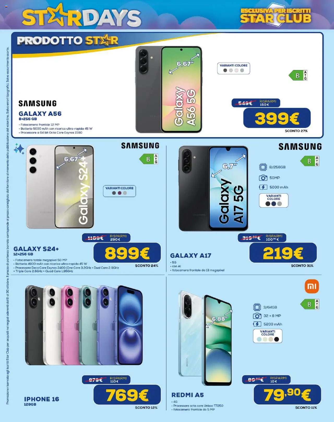 Volantino Euronics del 09.10.2025 | Pagina: 6 | Prodotti: Iphone, Fotocamera, Batteria, Samsung