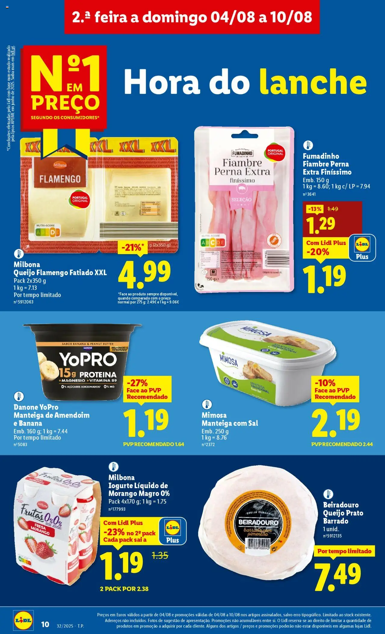Lidl folheto │ válido de 04.08.2025 | Página: 10 | Produtos: Banana, Manteiga, Iogurte, Proteina