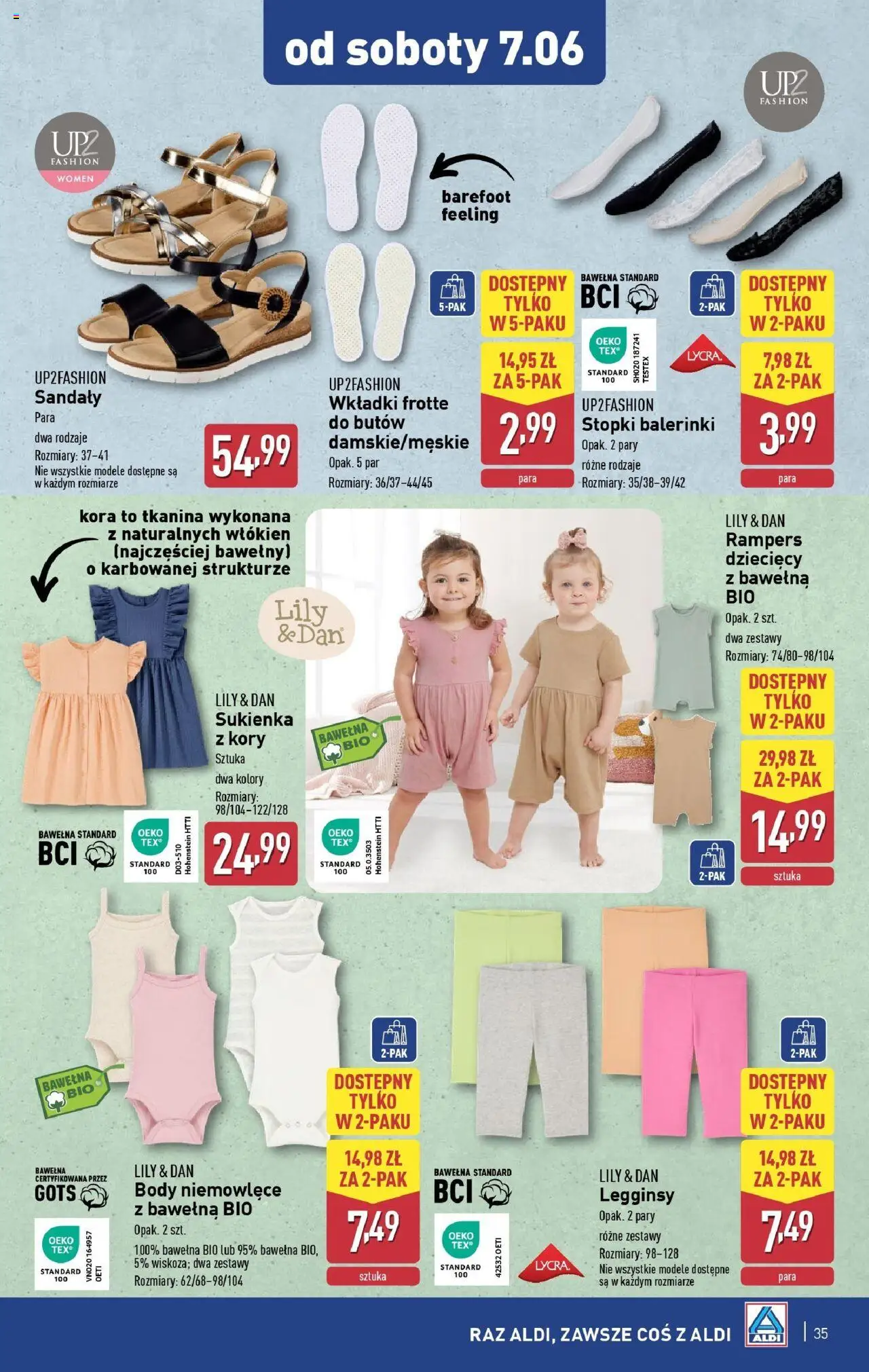 Aldi Gazetka od 02.06.2025 | Strona: 35 | Produkty: Legginsy, Sandały, Sukienka, Body