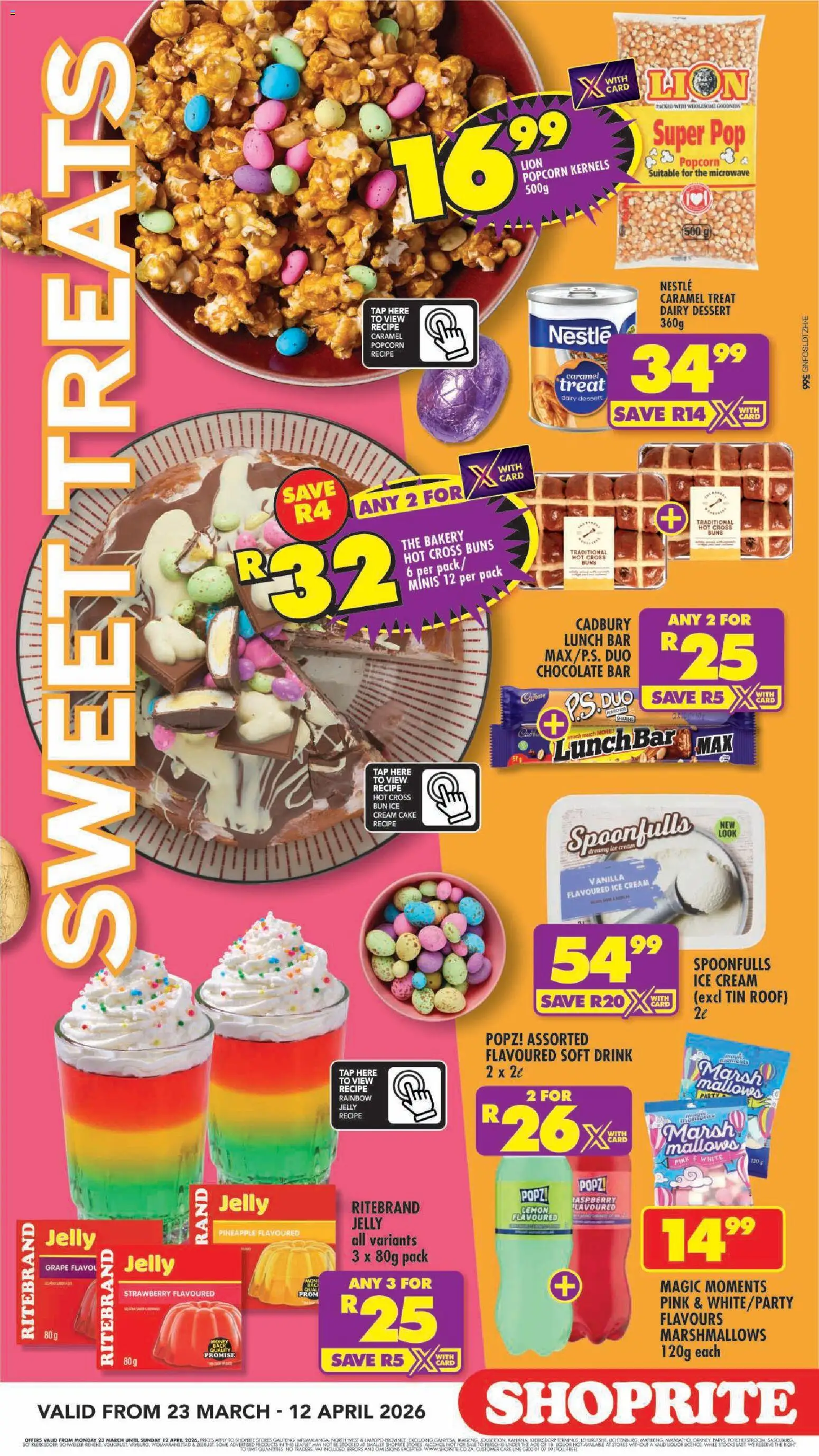 New Shoprite catalogue – valid from 23.03.2026 | Page: 5 | Products: Cake, Buns, Popcorn, Ice cream