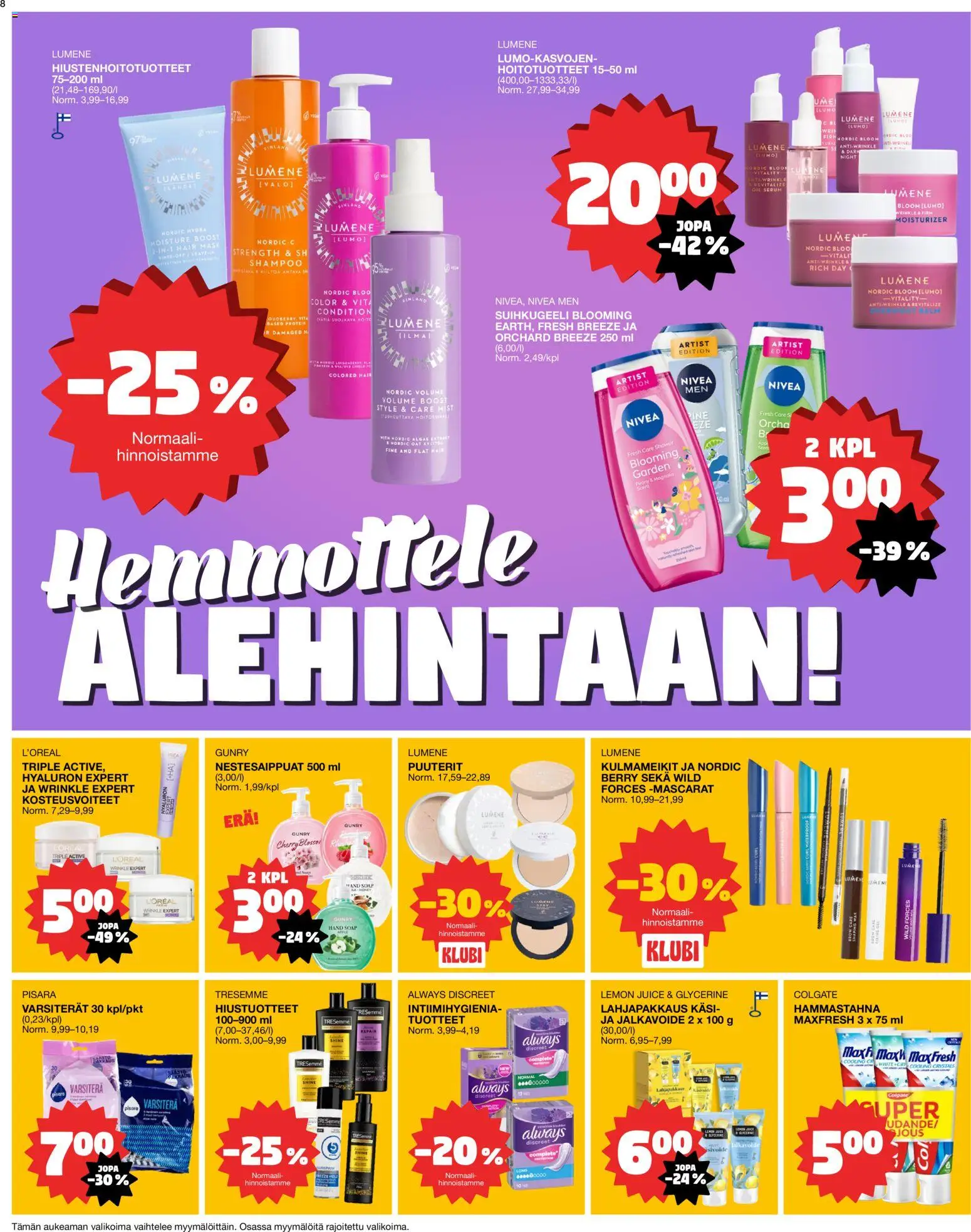 Tokmanni tarjoukset – voimassa 05.01.2026 alkaen | Sivu: 8 | Tuotteet: Jalkavoide, Shampoo, Suihkugeeli, Hammastahna