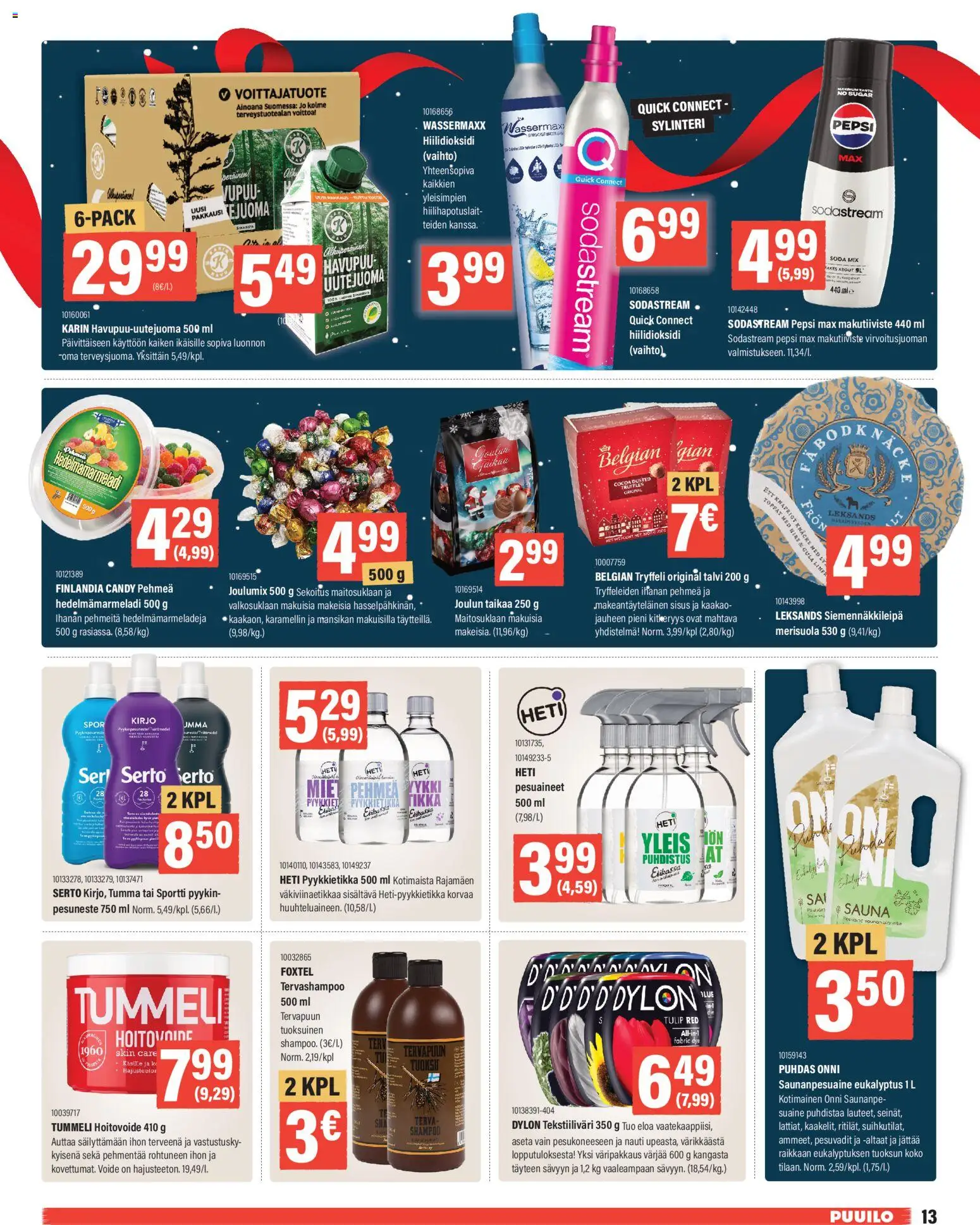 Puuilo tarjoukset – voimassa 10.11.2025 alkaen | Sivu: 13 | Tuotteet: Shampoo, Sodastream, Pepsi, Pesuneste