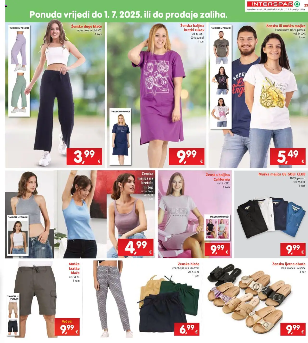 Interspar katalog | vrijedi od 18.06.2025 | Stranica: 23 | Proizvodi: Majica, Hlače, Kratke hlače, Haljina