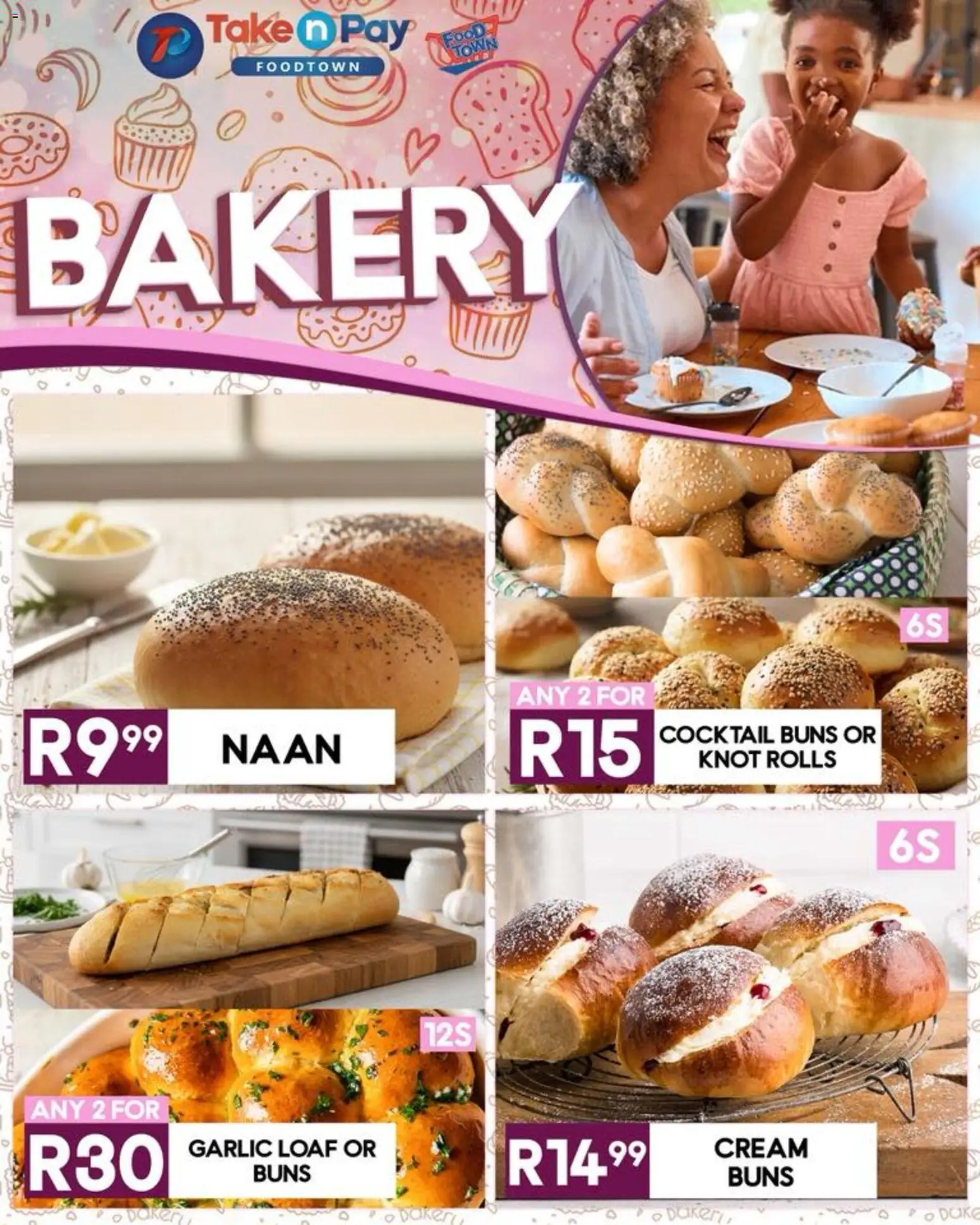 New Take n Pay catalogue – valid from 20.02.2026 | Page: 5 | Products: Bakery, Buns, Cream, Garlic