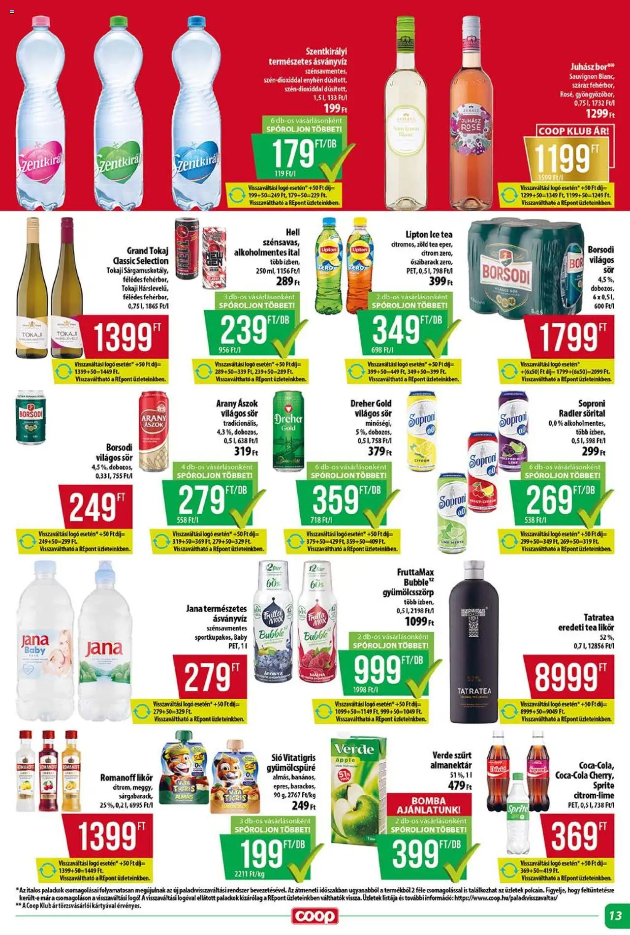 COOP akciós ujság - amely érvényes a következő dátumtól: 18.09.2025 | Oldal: 13 | Termékek: Áfonya, Ásványvíz, Bor, Tea