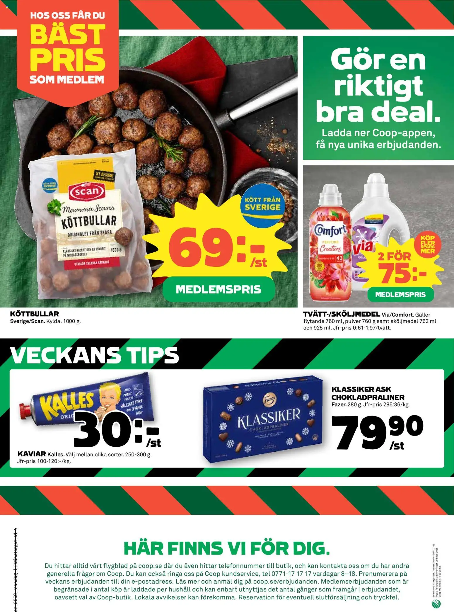 Coop reklamblad aktuell från 08.12.2025 | Sida: 4 | Produkter: Köttbullar, Sköljmedel, Galler