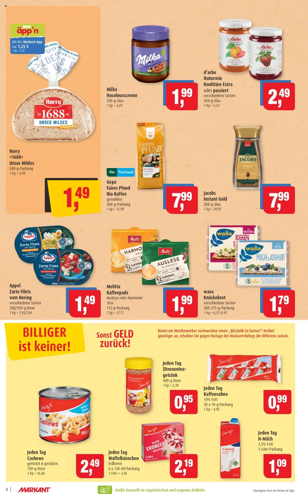 Markant Prospekt 	 - gültig ab dem 11.08.2025 | Seite: 8 | Produkte: Melitta, Kaffeepads, Milka, Erdbeeren