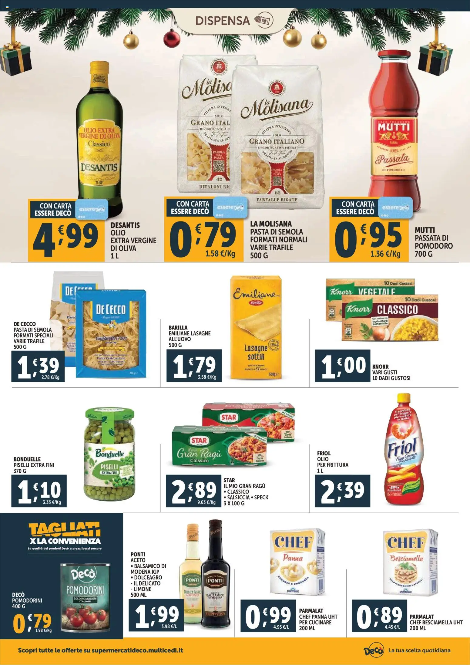 Volantino Decò del 15.12.2025 | Pagina: 16 | Prodotti: Pasta, Ragú, Mutti, Besciamella