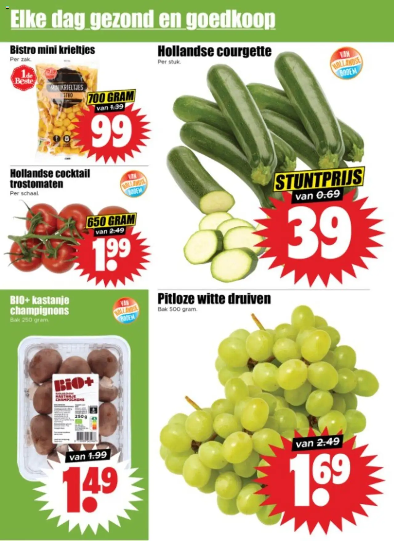  | Pagina: 2 | Producten: Courgette, Krieltjes, Druiven