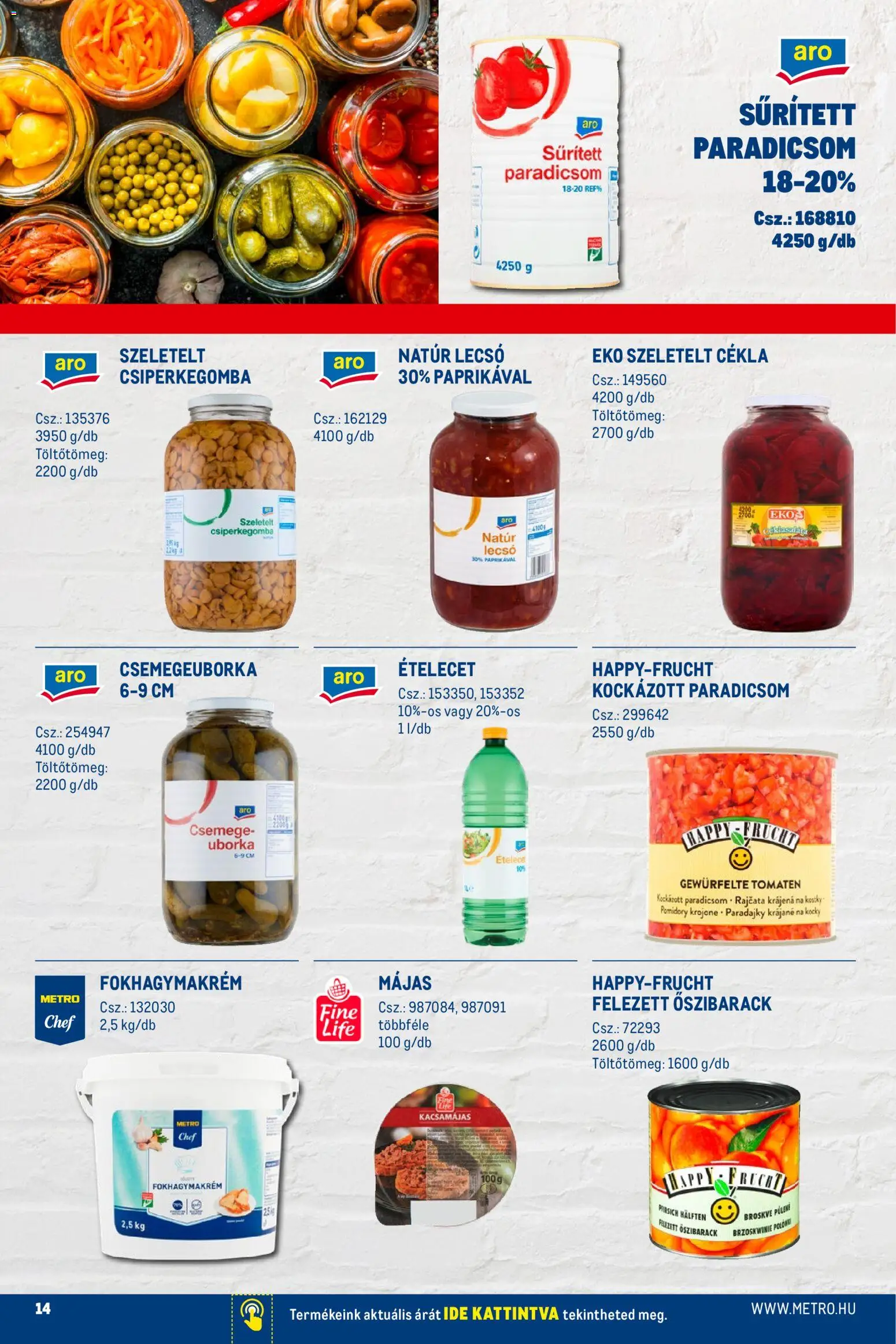 Metro akciós ujság - amely érvényes a következő dátumtól: 02.01.2026 | Oldal: 14 | Termékek: Őszibarack, Csiperkegomba, Paradicsom, Uborka