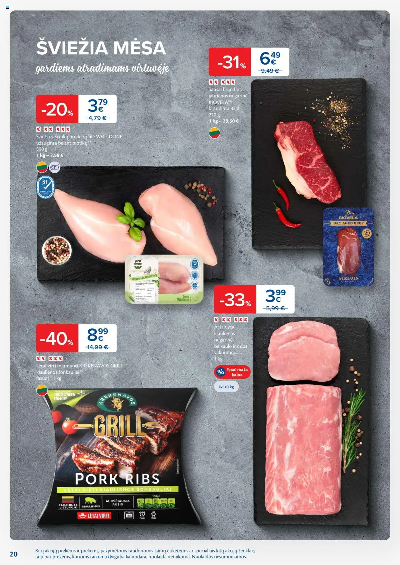 MAXIMA akcijos nuo 09.09.2025 | Puslapis: 20 | Prekių: Kiaulienos, Jautienos, Viščiukų, Vištiena