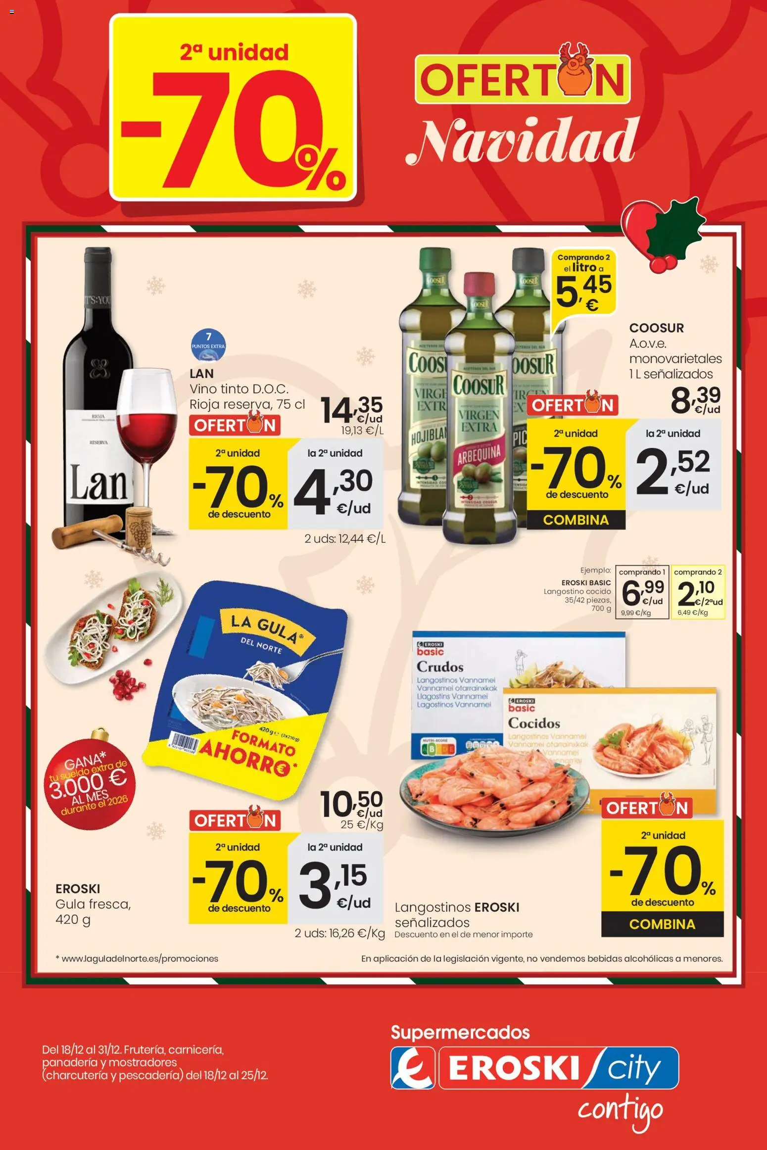 Eroski - Navidad │ válido desde el 18.12.2025 | Página: 1 | Productos: Vino, Panadería, Langostino