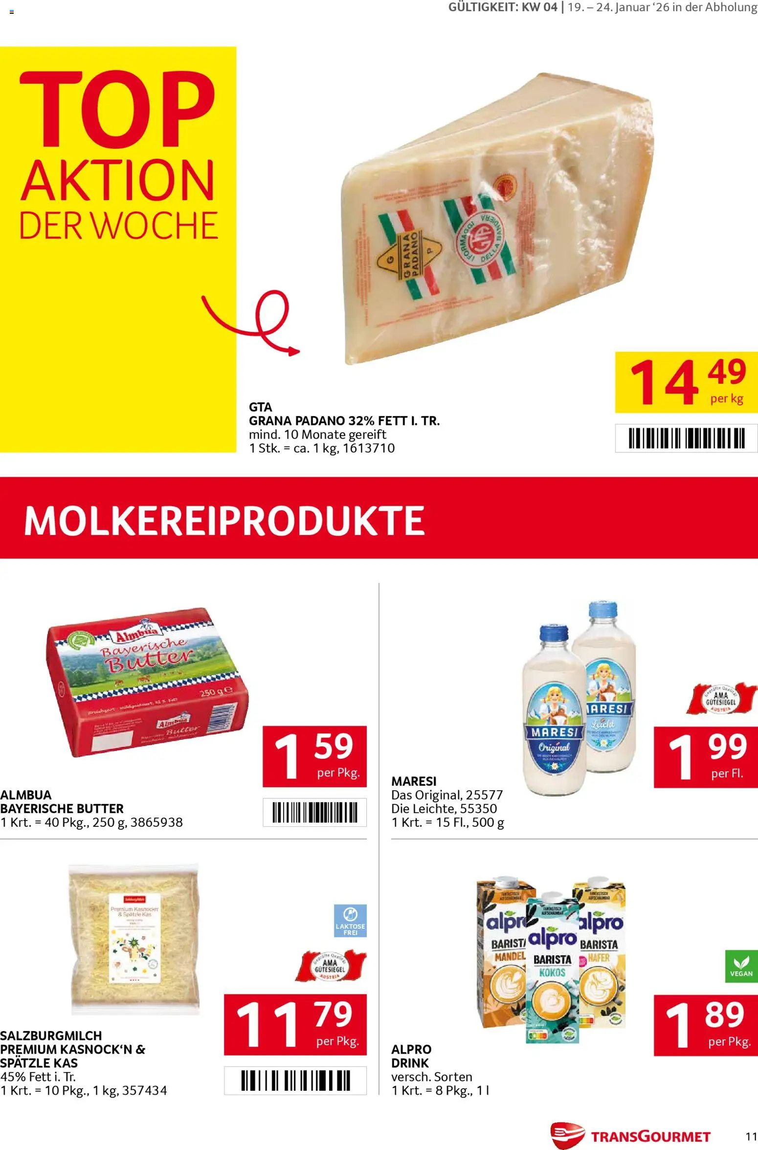 Transgourmet Flugblatt gültig ab 19.01.2026 | Seite: 11 | Produkte: Butter