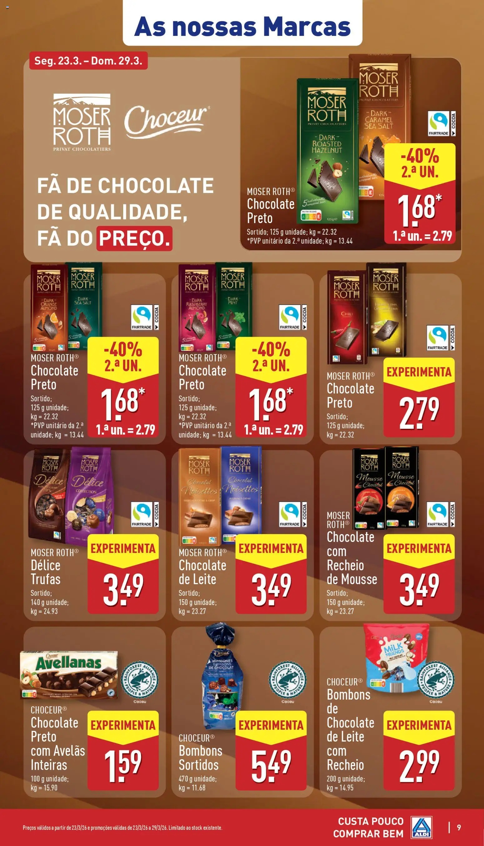 Aldi folheto │ válido de 23.03.2026 | Página: 9 | Produtos: Avelãs, Leite, Chocolate