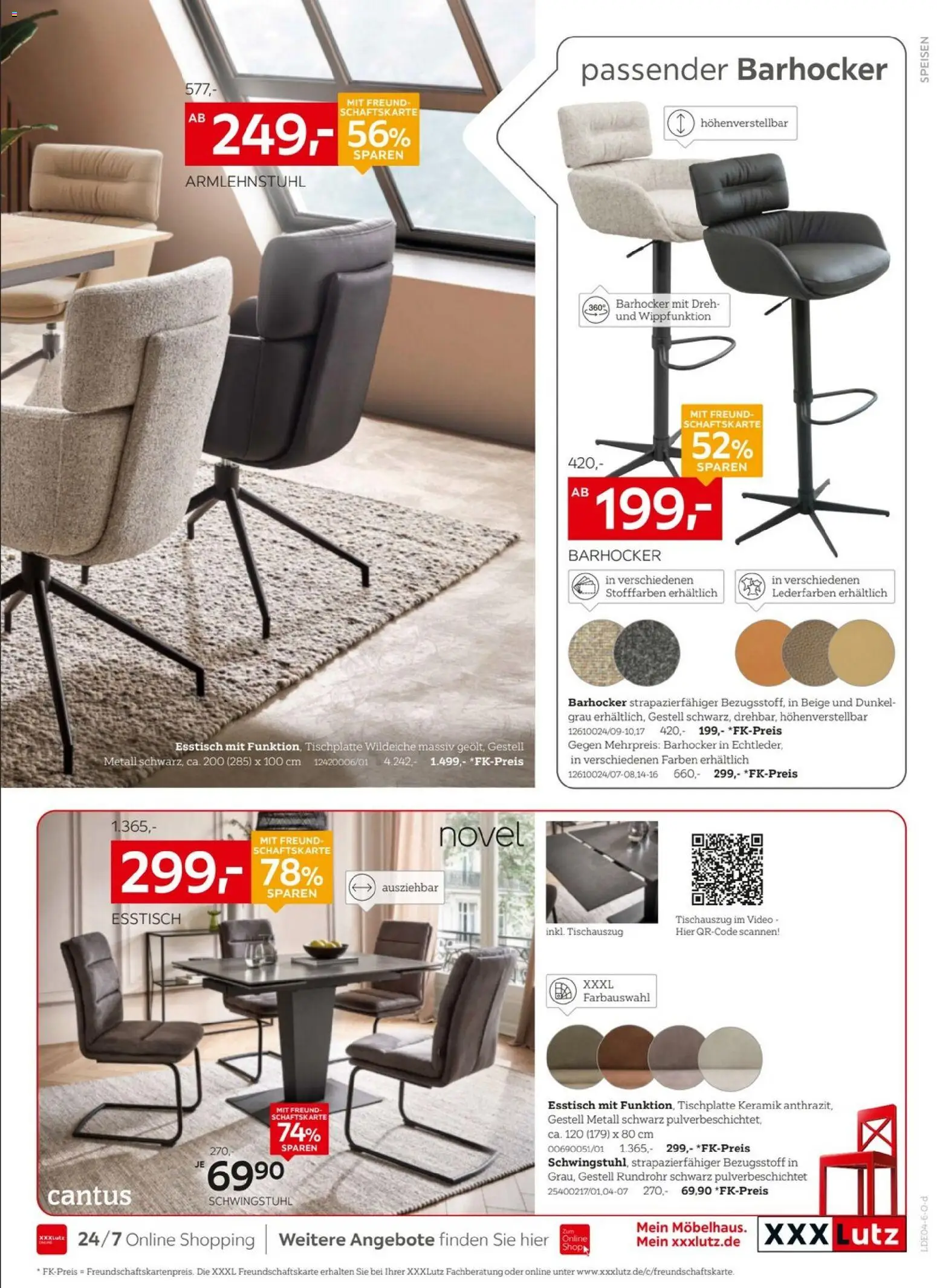XXXLutz Nr. 1 beim Preis – gültig ab 11.04.2026 | Seite: 27 | Produkte: Esstisch, Barhocker, Video