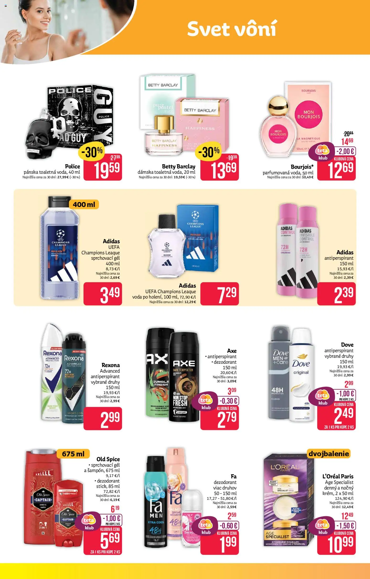 Nové Teta drogerie akcie – leták je platný od 16.02.2026 | Strana: 4 | Produkty: Police, Old Spice, Adidas
