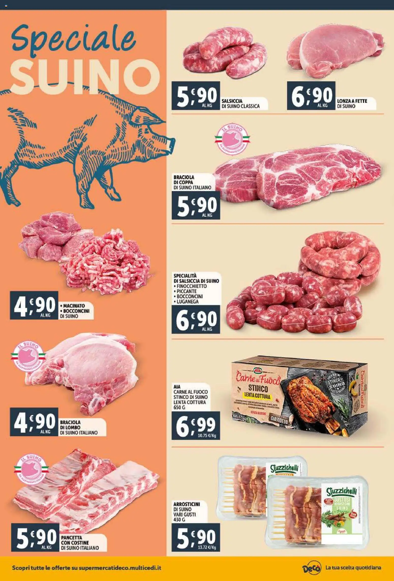 Volantino Decò del 09.01.2026 | Pagina: 4 | Prodotti: Pancetta, Suino, Salsiccia, Arrosticini