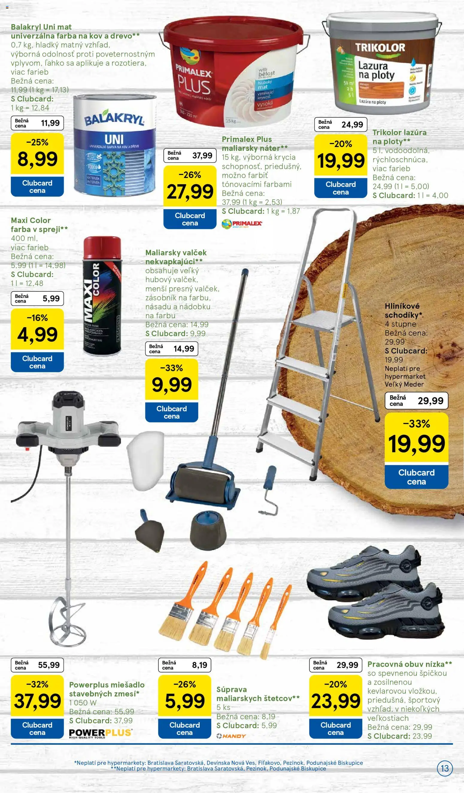 Nové Tesco akcie – leták je platný od 27.04.2026 | Strana: 13 | Produkty: Mixér, Primalex, Pracovná obuv