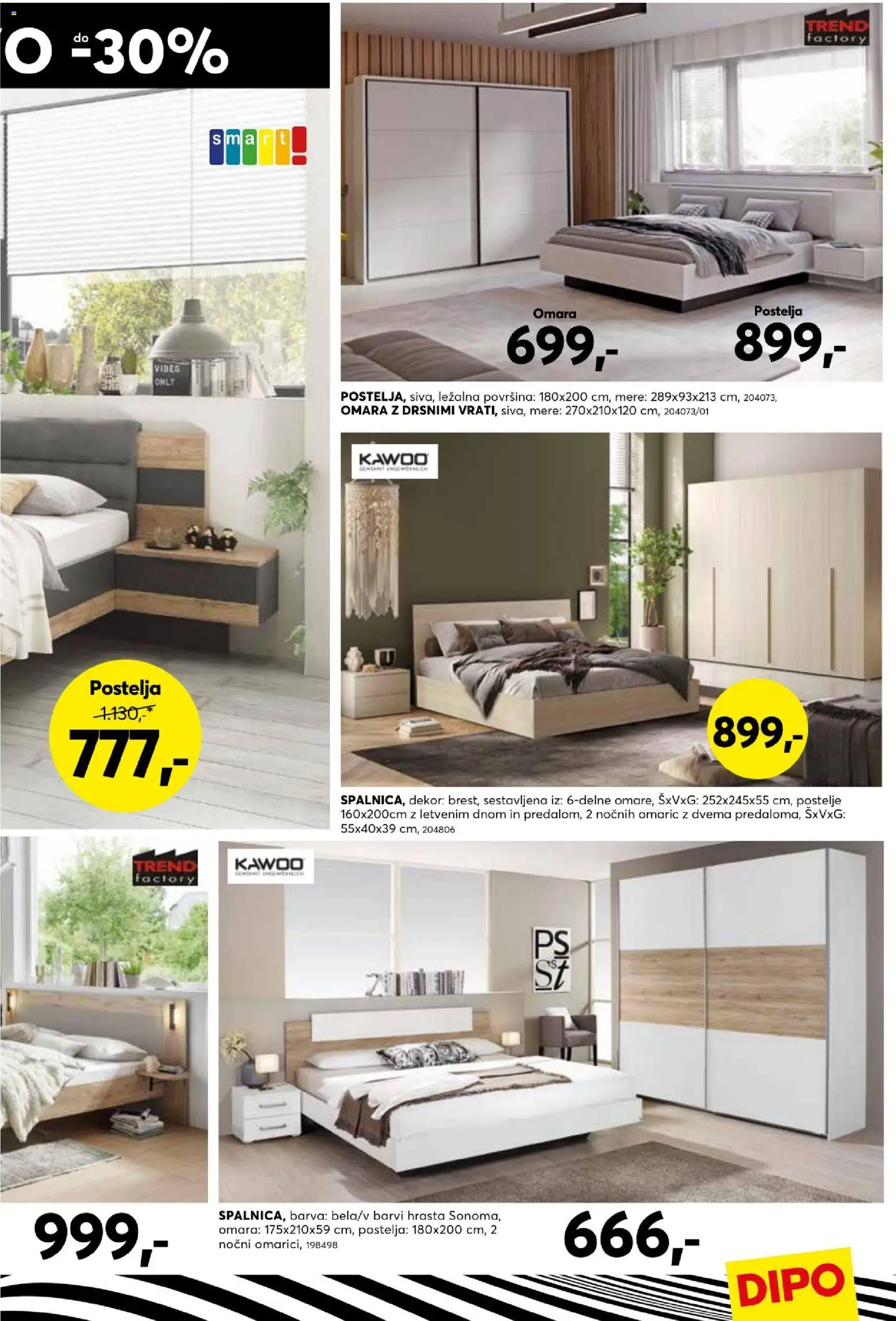 Novi Dipo katalog ponudbe – veljaven od 08.04.2026 | Stran: 11 | Izdelki: Postelja, Omara, Barva