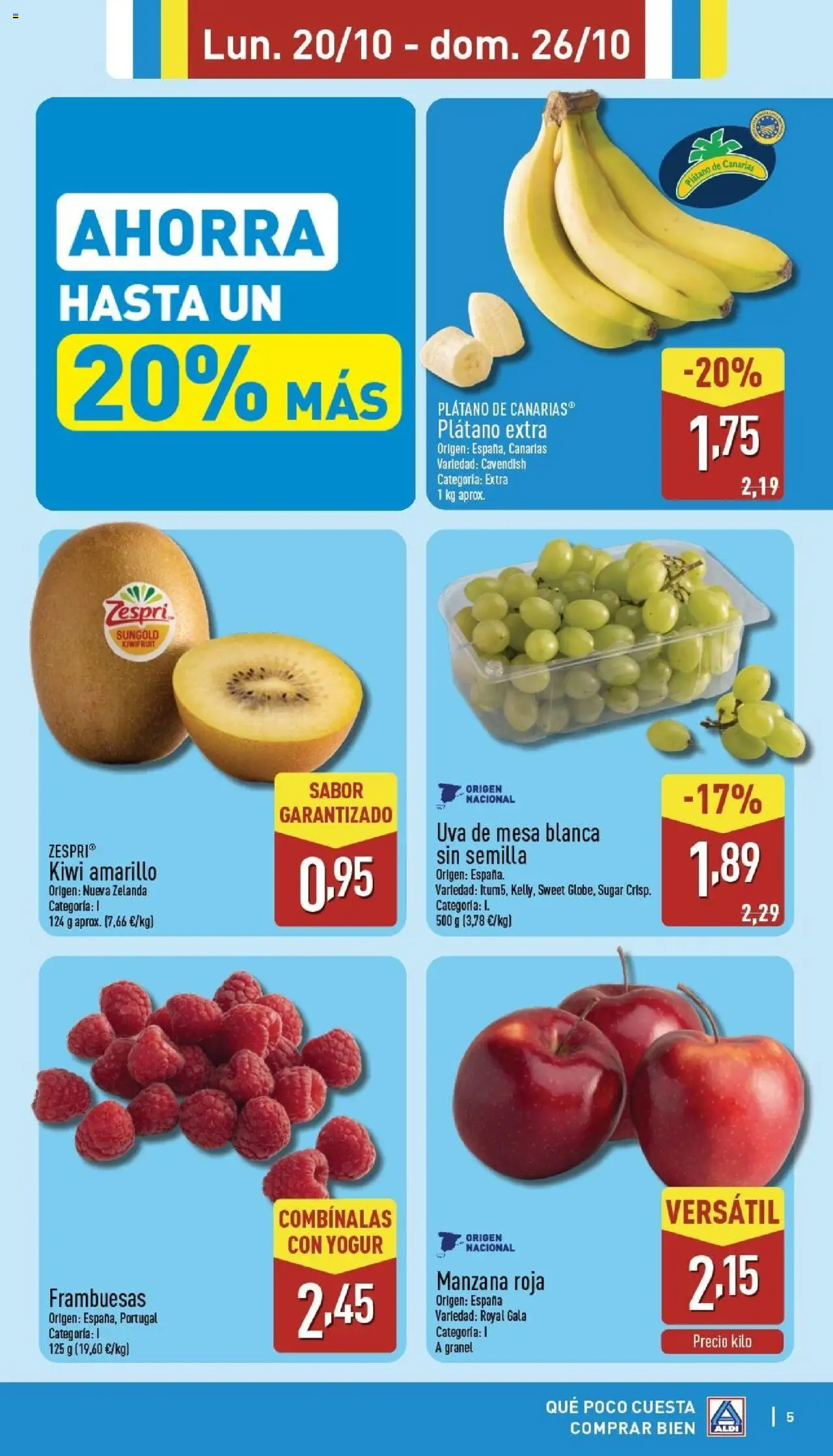 Aldi folleto Canarias │ válido desde el 20.10.2025 | Página: 5 | Productos: Yogur, Manzana, Apple, Mesa