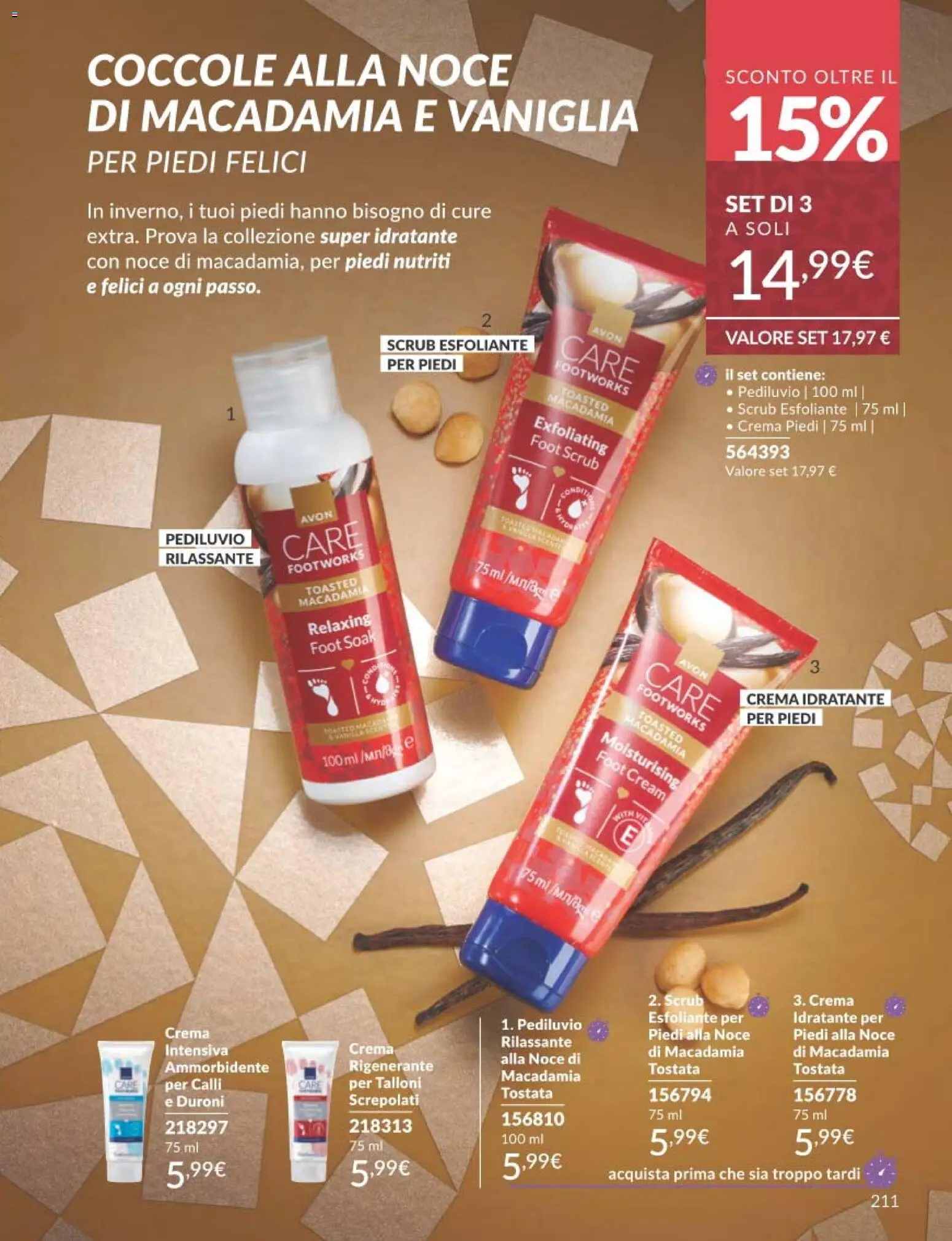 Volantino Avon del 01.12.2025 | Pagina: 211 | Prodotti: Crema, Ammorbidente, Scrub, Crema piedi