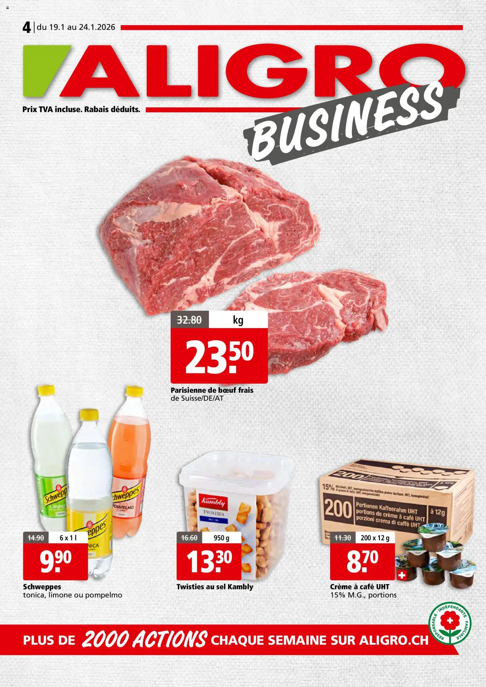 Aligro Aktionen Businesskunden - Chavannes, Matran, Genève, Sion – gültig ab 19.01.2026 | Seite: 1 | Produkte: Creme