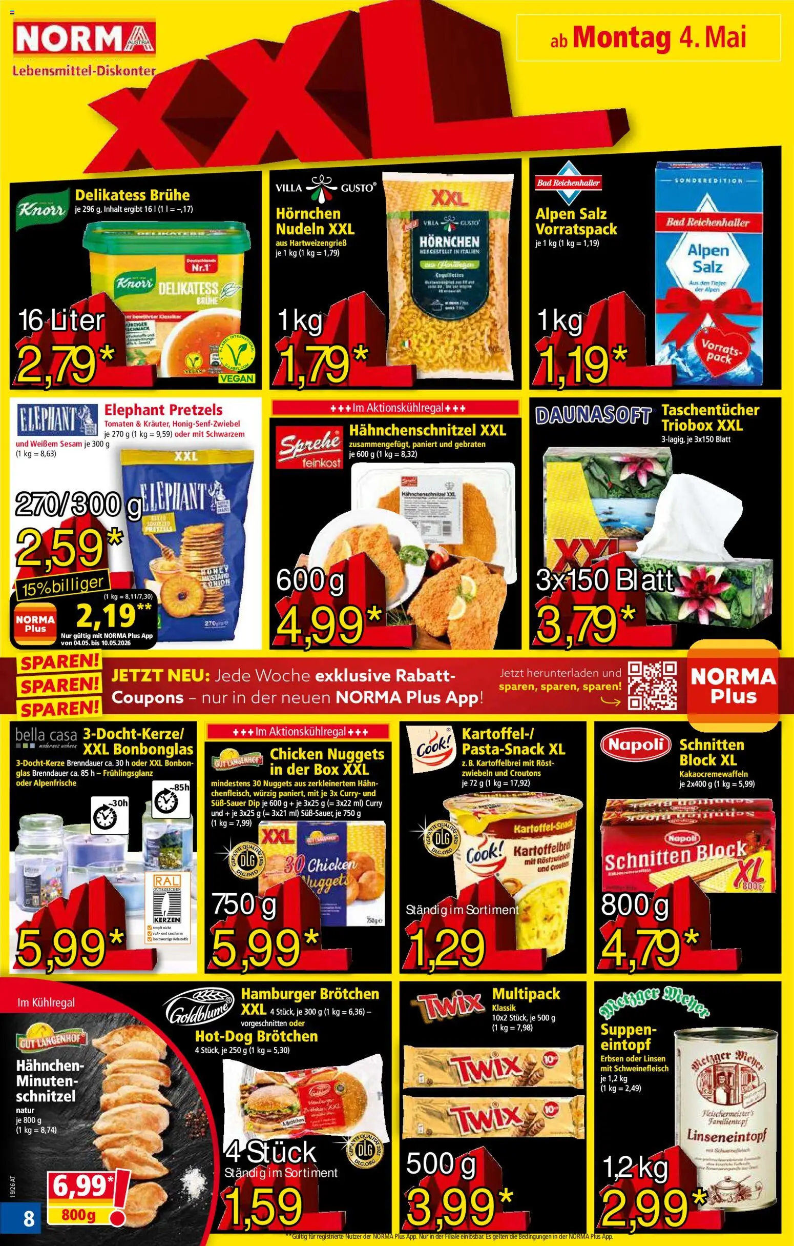 Norma Flugblatt gültig ab 04.05.2026 | Seite: 8 | Produkte: Zwiebeln, Erbsen, Bad, Tomaten