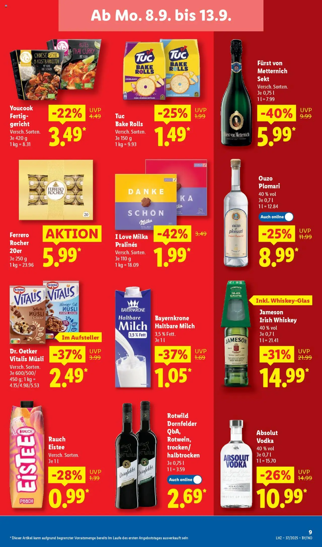 Lidl - Prospekt Holzminden – gültig ab 08.09.2025 | Seite: 17 | Produkte: Milch, Haltbare milch, Jameson, Milka