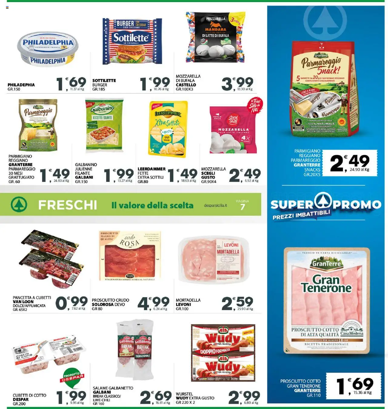 Volantino Eurospar del 18.08.2025 | Pagina: 7 | Prodotti: Latte, Prosciutto, Wurstel, Vassoio