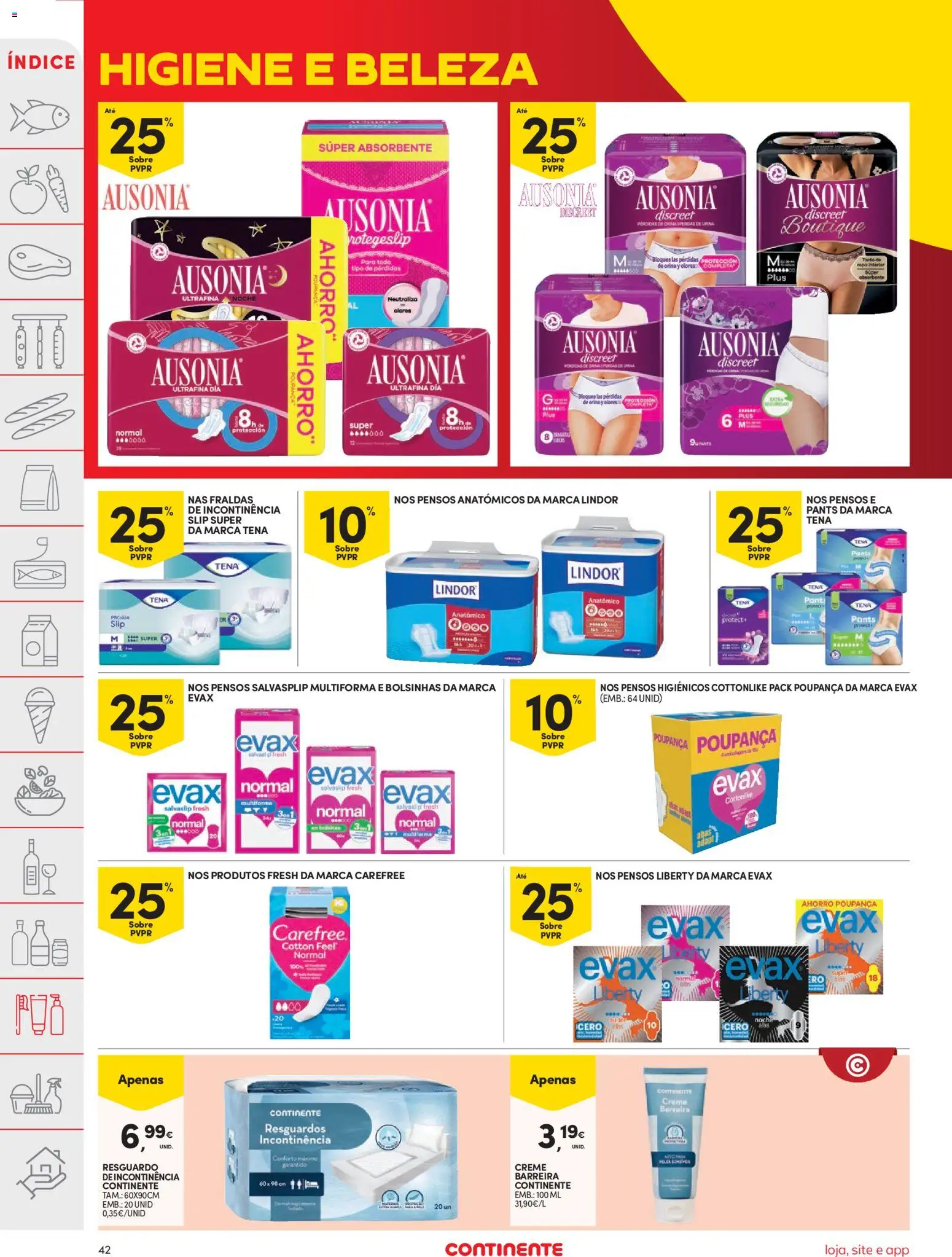 Continente folheto │ válido de 11.11.2025 | Página: 42 | Produtos: Pensos higiénicos, Fraldas, Creme