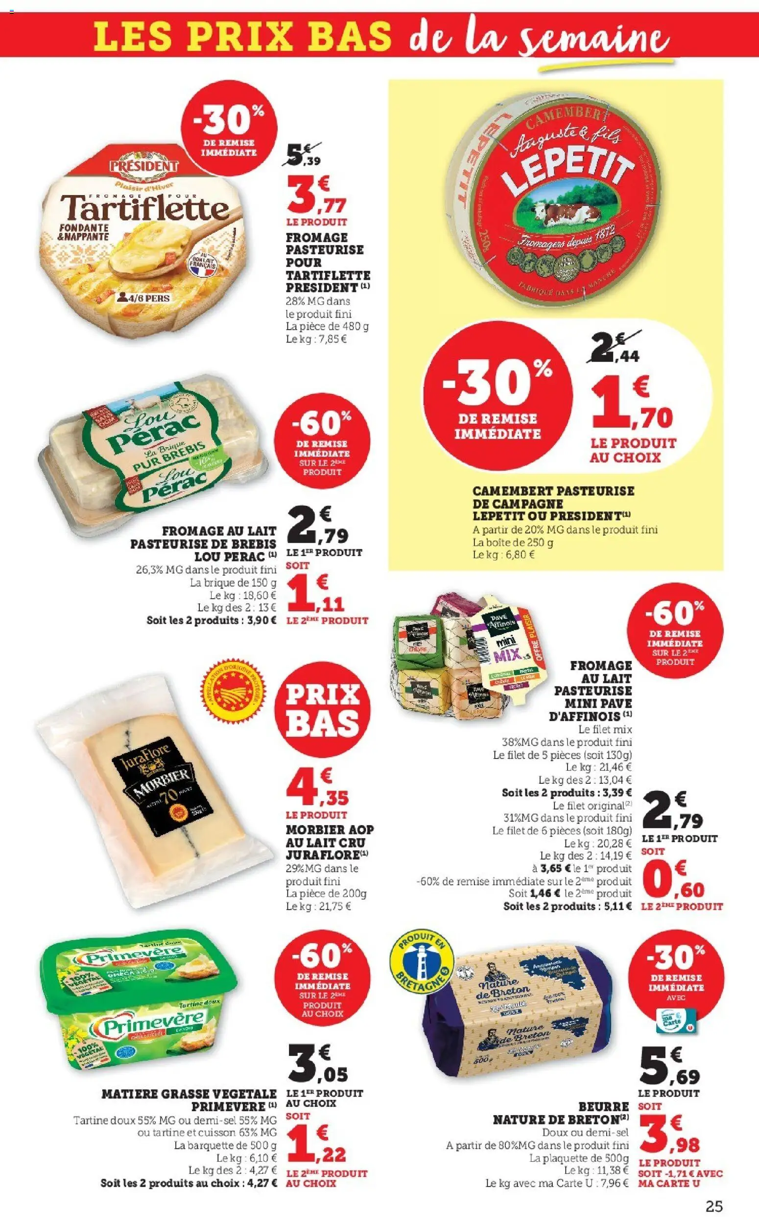 {H1} | Page: 25 | Produits: Morbier aop, Tartiflette, Lait, Camembert