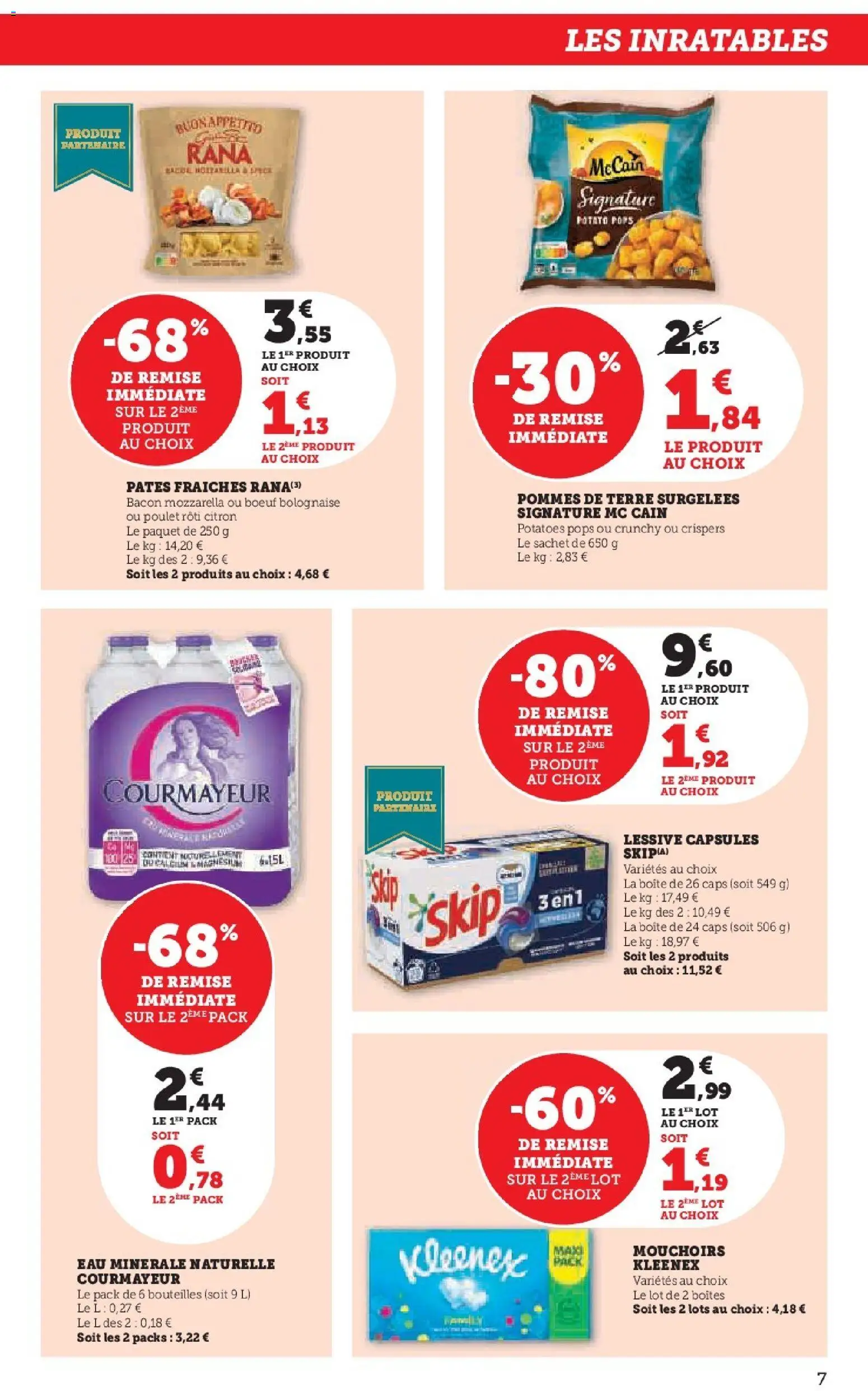 {H1} | Page: 7 | Produits: Mozzarella, Eau minérale naturelle, Mouchoirs, Pommes