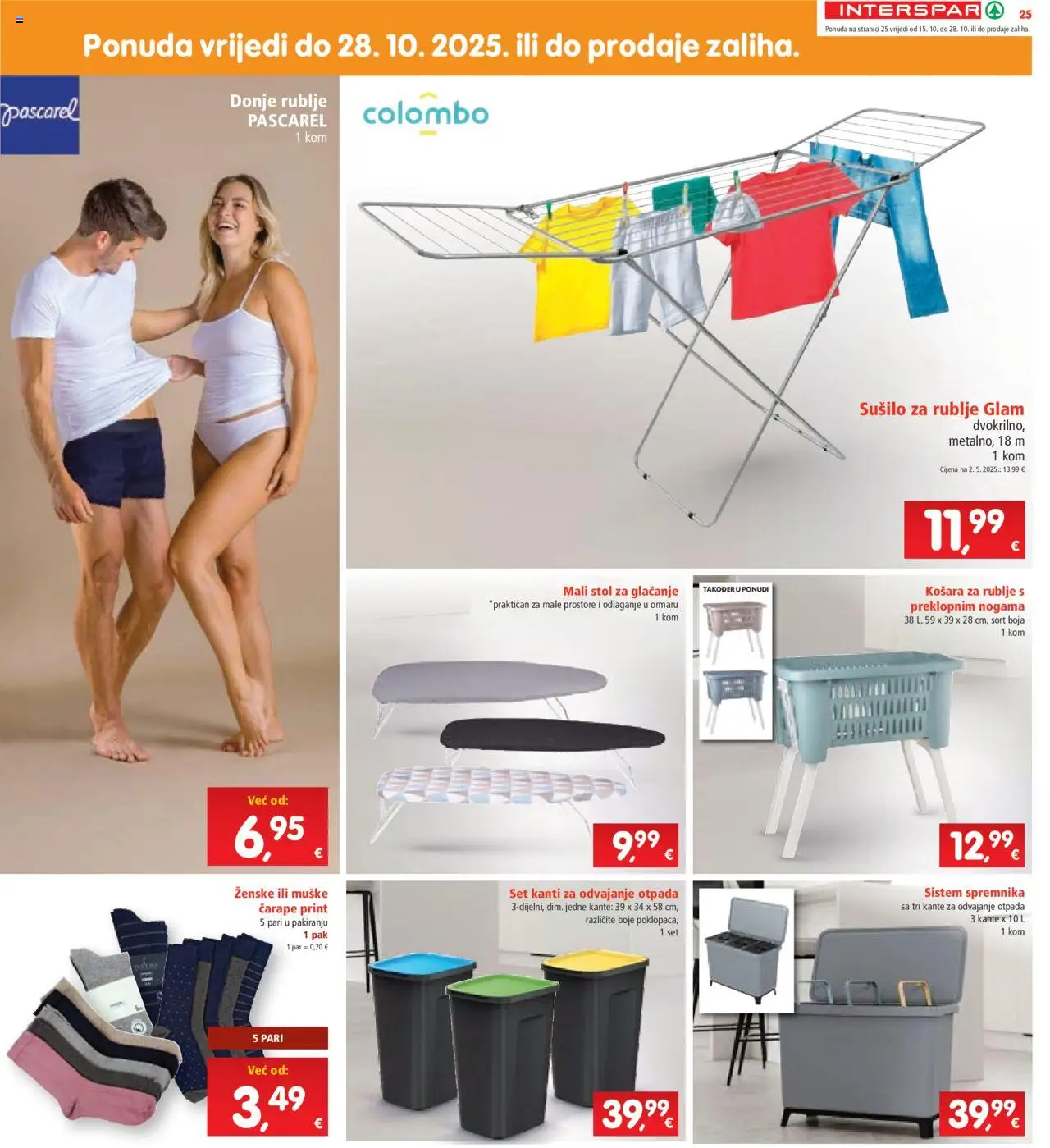 Interspar katalog | vrijedi od 15.10.2025 | Stranica: 27 | Proizvodi: Donje rublje, Čarape, Sušilo za rublje, Košara za rublje