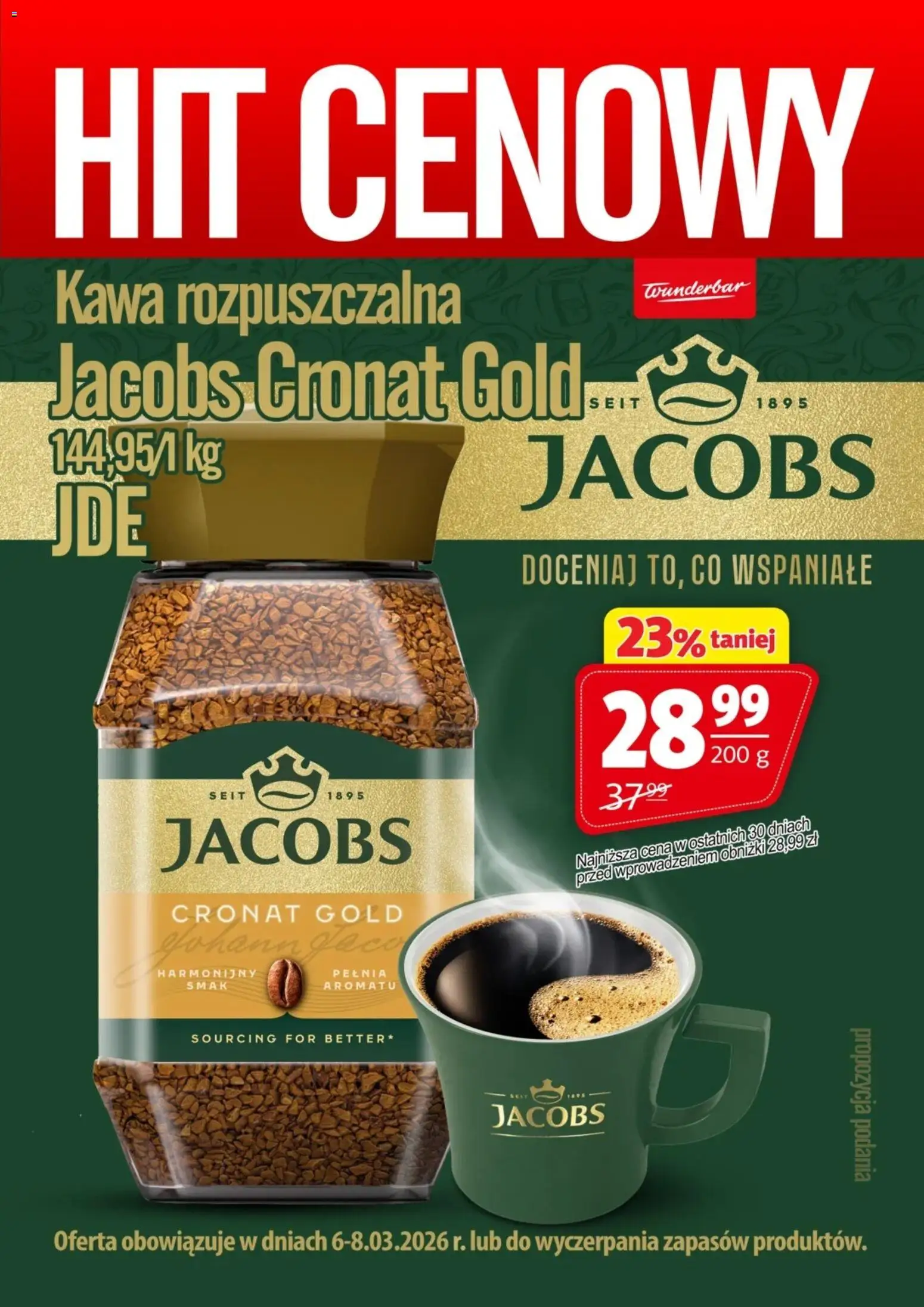 Prim Market promocja - Kawa Rozpuszczalna Jacobs Cronat Gold od 06.03.2026 | Strona: 1 | Produkty: Kawa rozpuszczalna, Kawa
