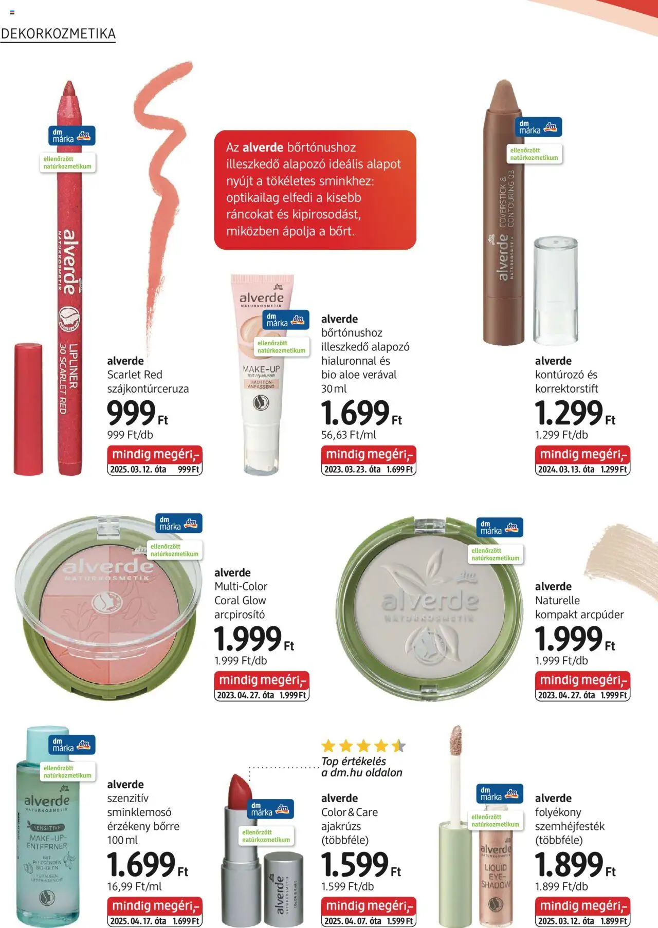 DM Drogerie Markt akciós ujság - amely érvényes a következő dátumtól: 02.10.2025 | Oldal: 4 | Termékek: Natúrkozmetikum, Alapozó, Szemhéjfesték, Ajakrúzs
