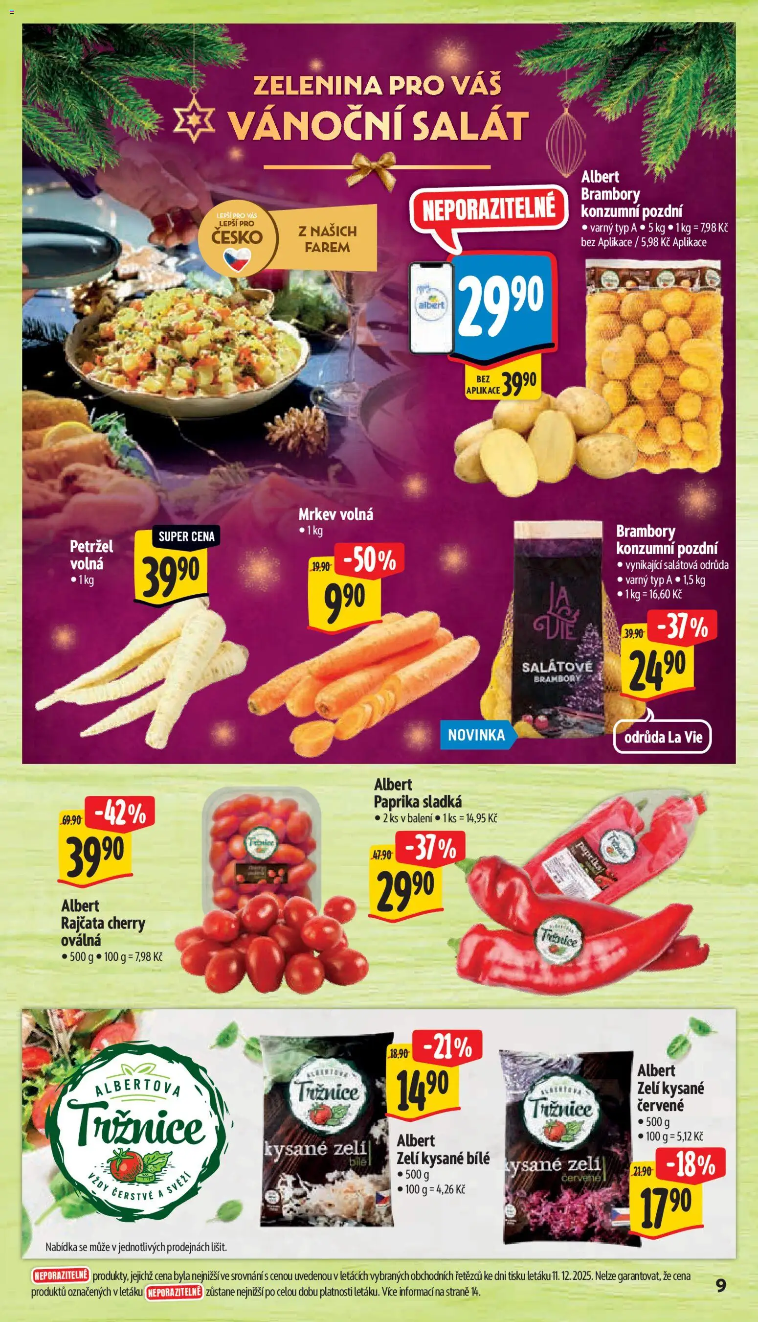 Albert leták - Supermarket od 17.12.2025 | Strana: 14 | Produkty: Rajčata, Zelí, Mrkev, Paprika