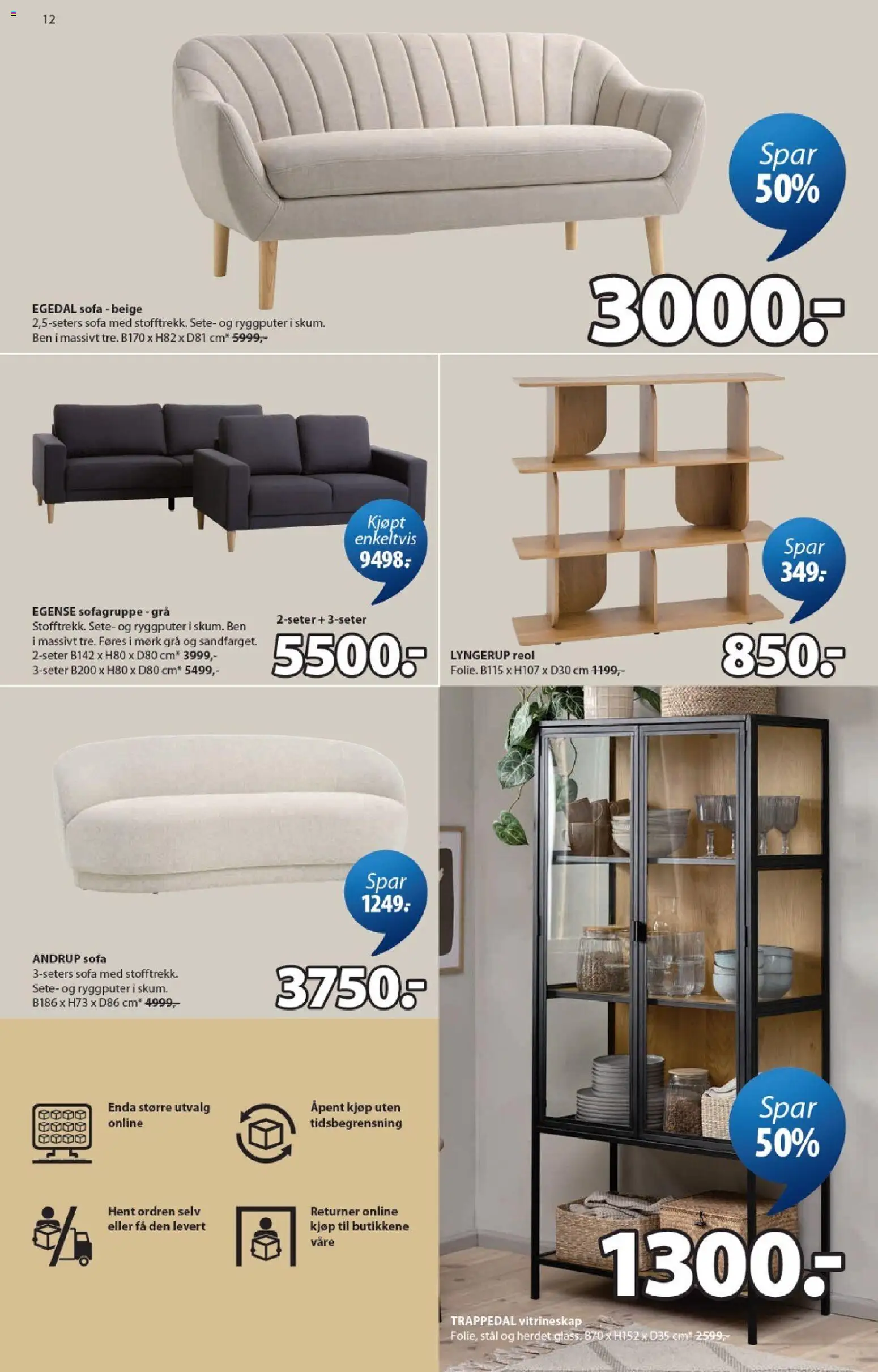 {H1} | Side: 12 | Produkter: Reol, Vitrineskap, Sofa