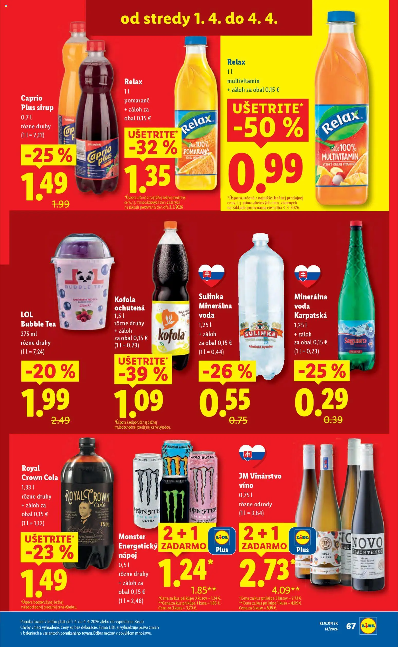Nové Lidl akcie – leták je platný od 30.03.2026 | Strana: 83 | Produkty: Džús, Víno, Sulinka, Mango